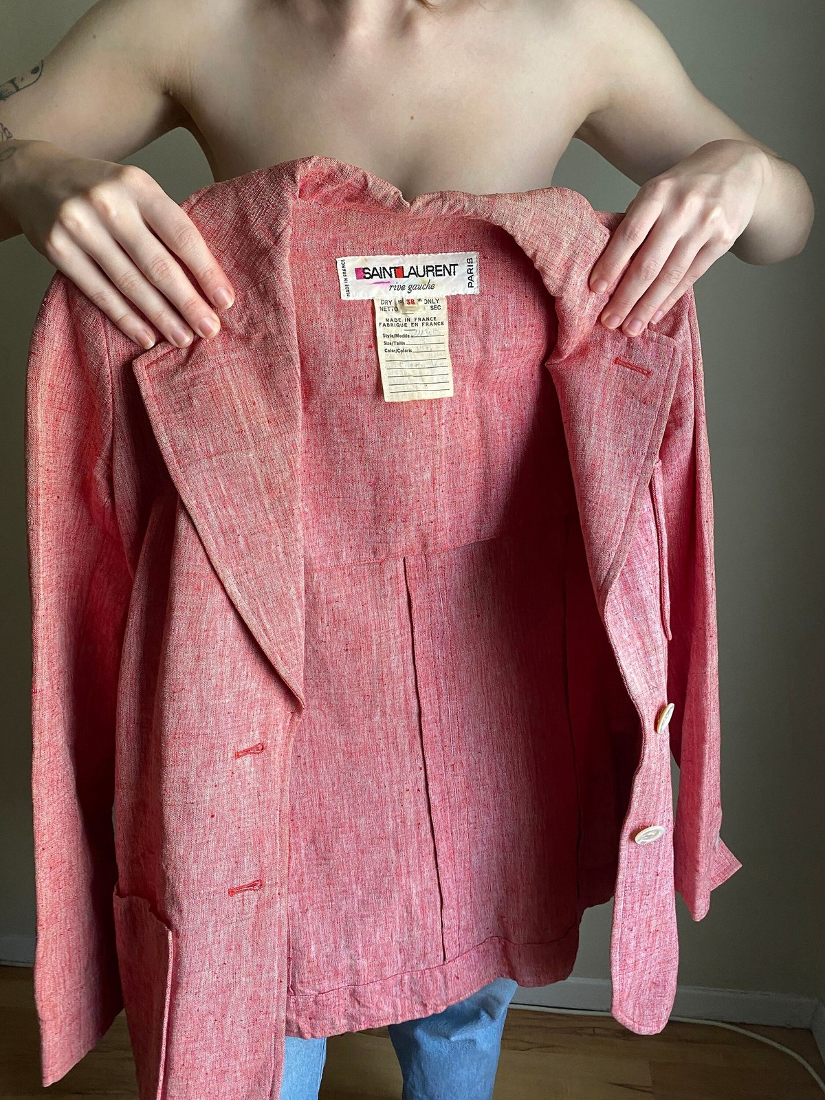 1970s Yves Saint Laurent blazer / 70s tailored linen blazer
