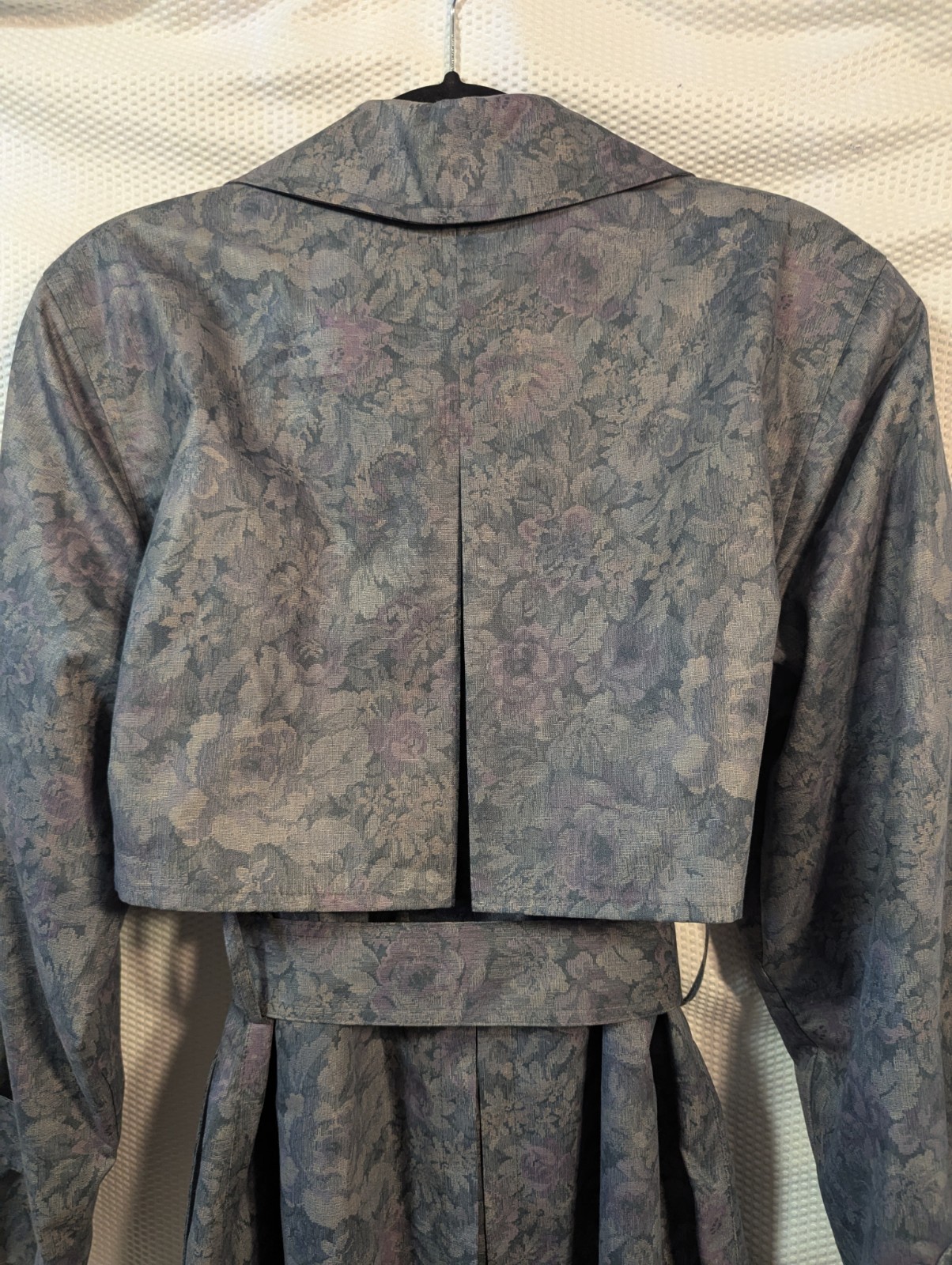 New Old Stock Vintage London Fog Floral Teflon Trench Rain Coat Size 8 Regular
