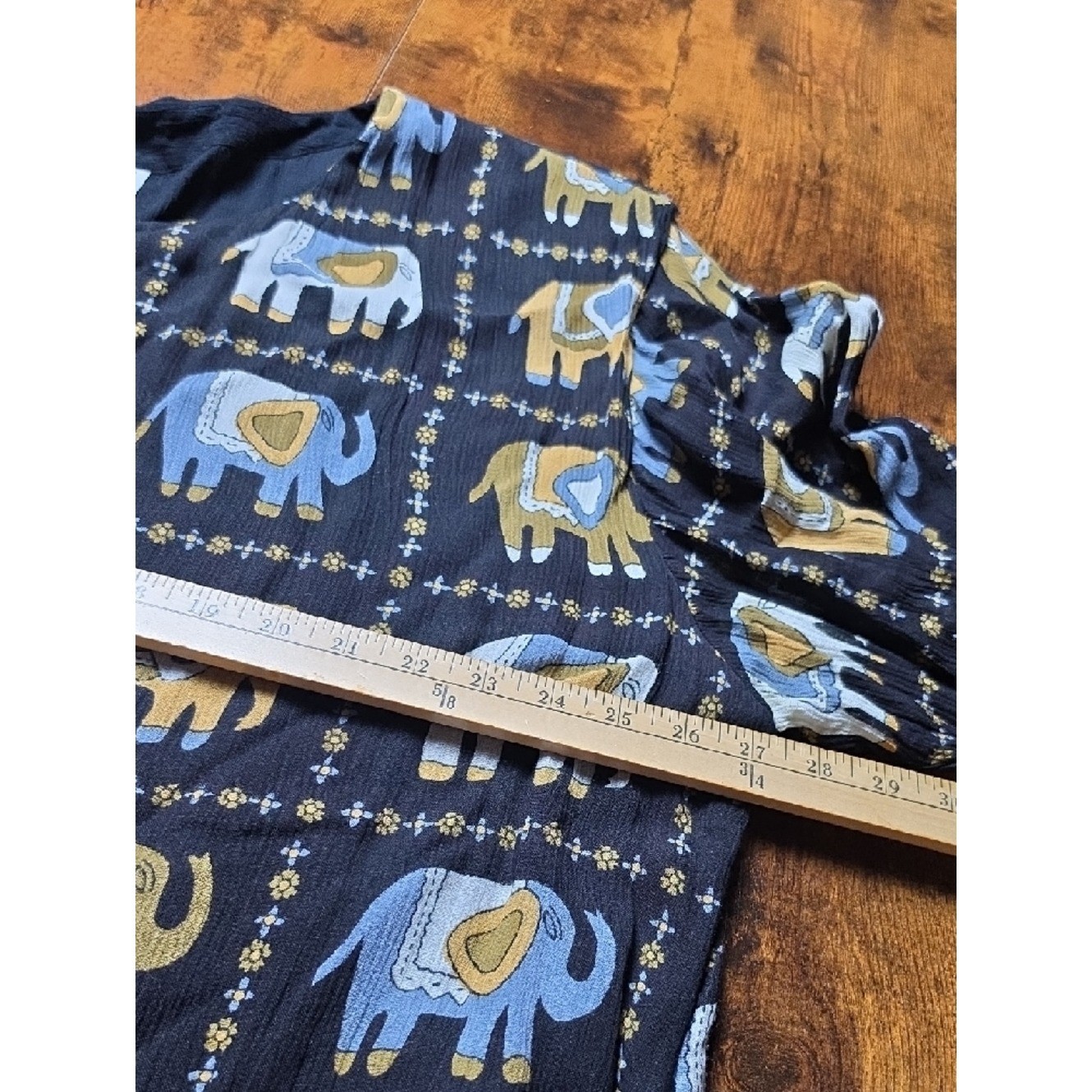 JEWEL QUEEN | Vintage Elephant Print Two-Piece Button Down Tunic Pants Set | XL