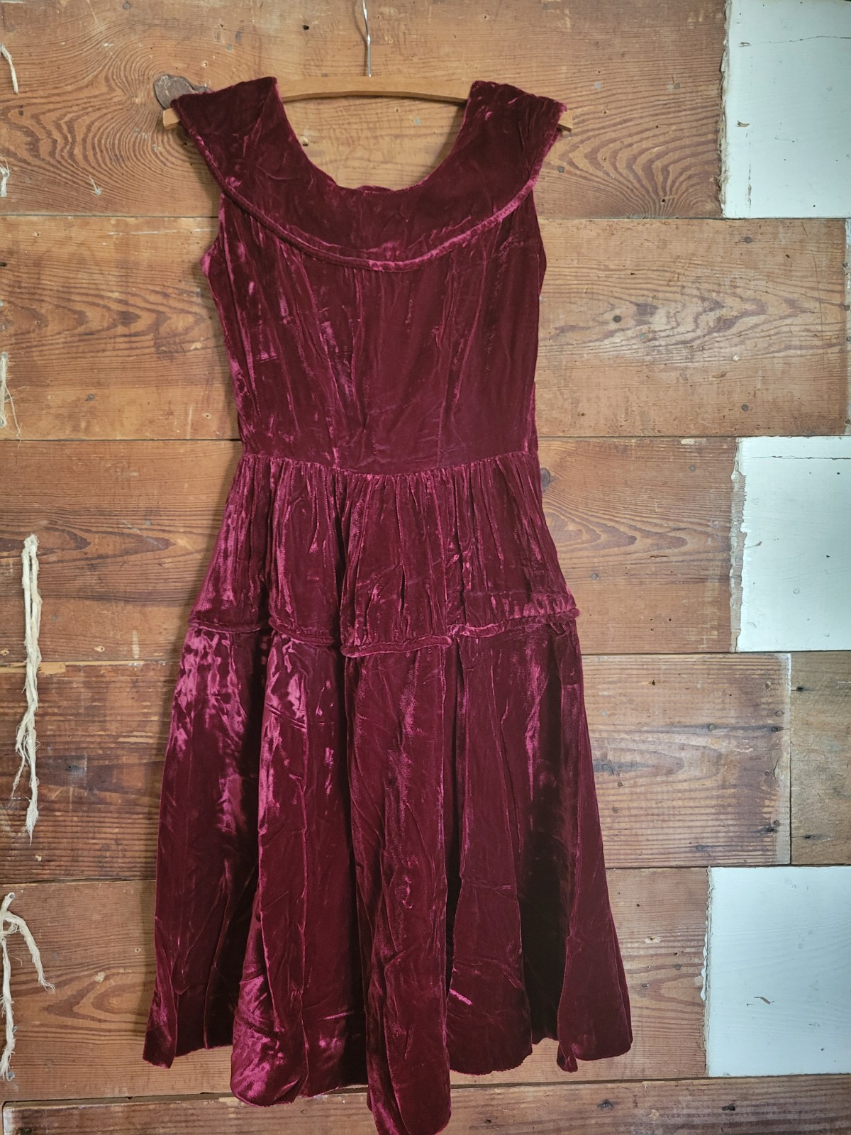 Vintage 1940s 1950s Velvet Womans Party Dress Homemade