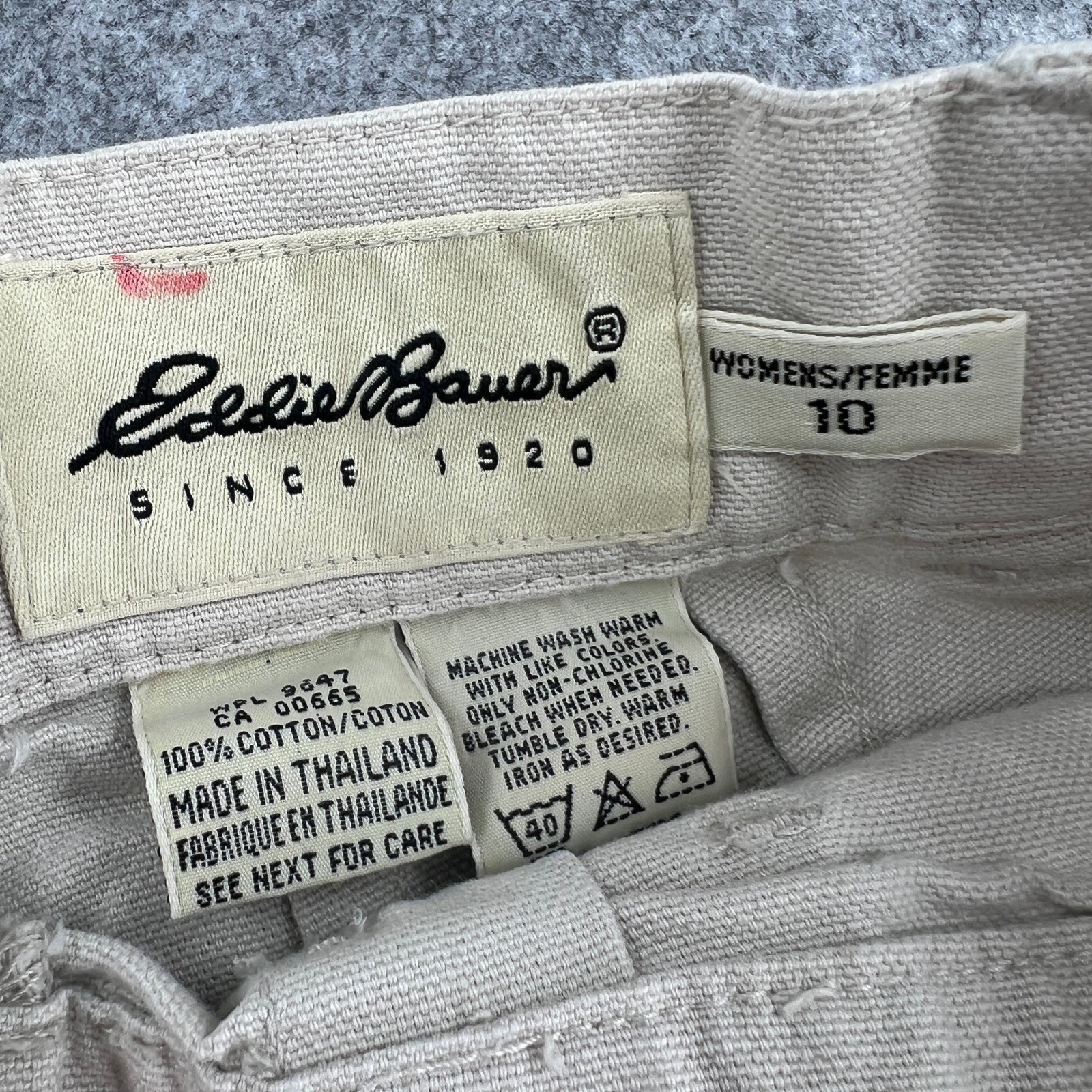 Vintage Eddie Bauer Khaki Cotton Canvas Pleated Safari Shorts Tan Mens 27