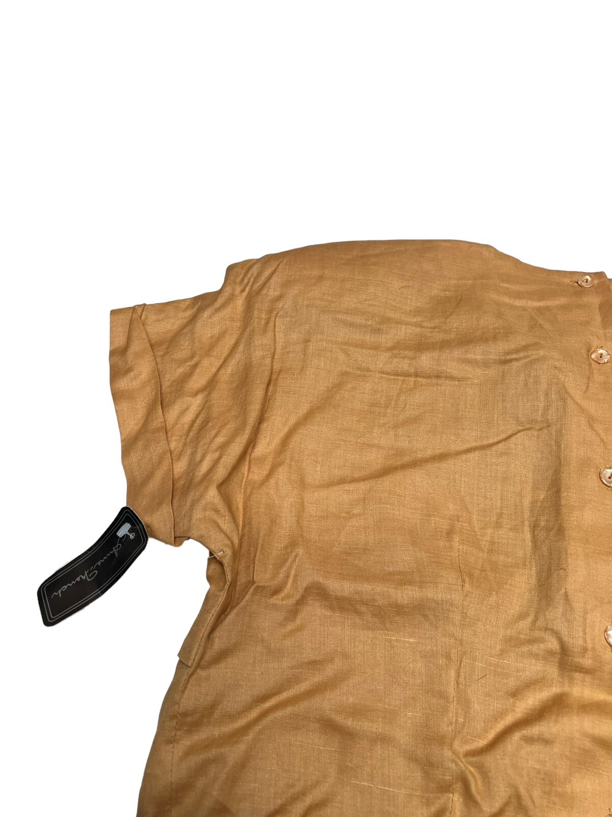 Vtg NOS Anne French Artsy Art to Wear Embellished 100% Ramie Blouse SZ 10 Wheat