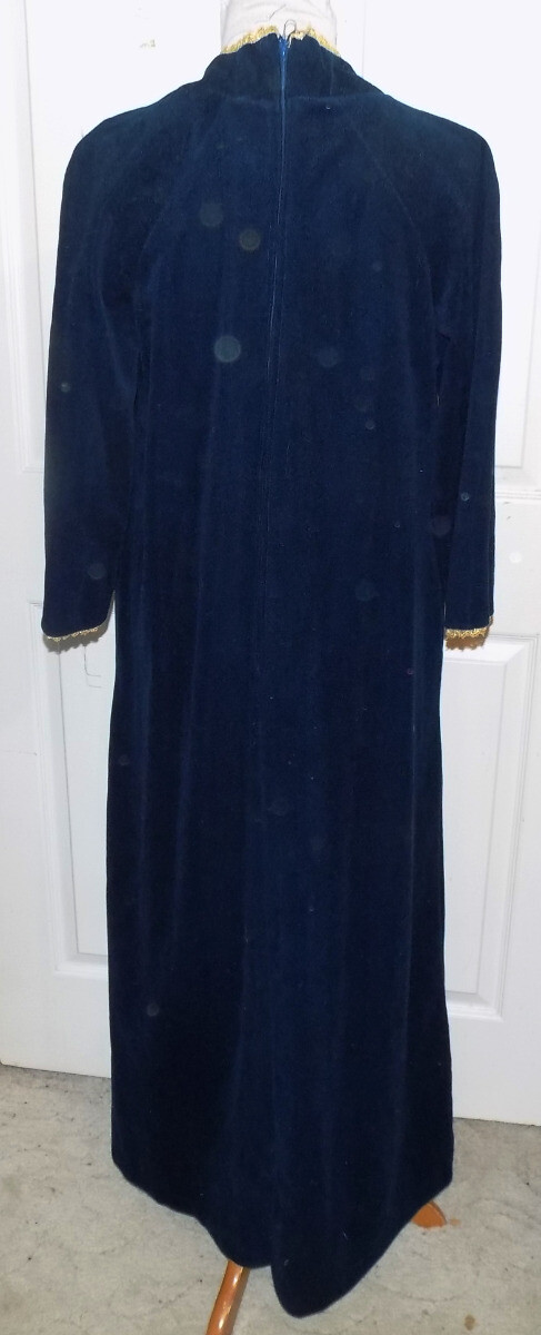 Vintage Blue Velour Embroidered Zip Back Robe Sears At Home Wear B42