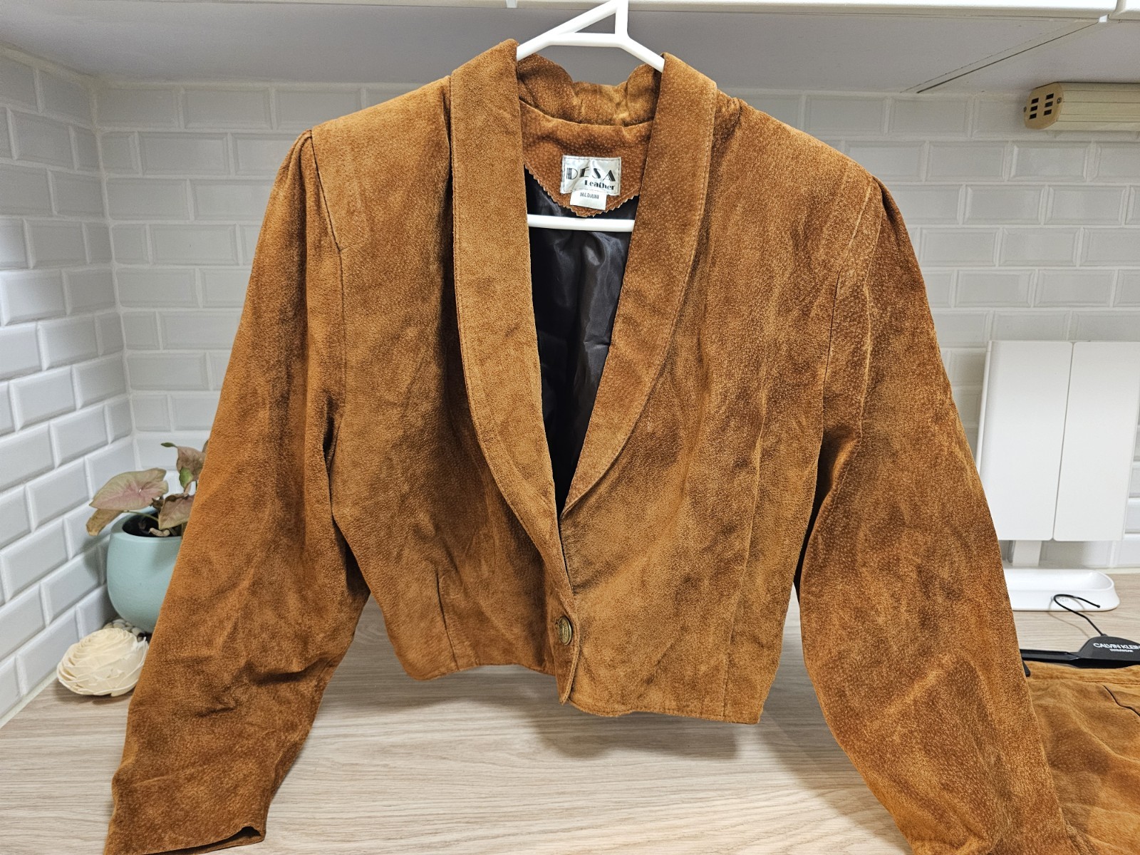 Vintage 1980s DESA Suede leather Jacket & Skirt Set