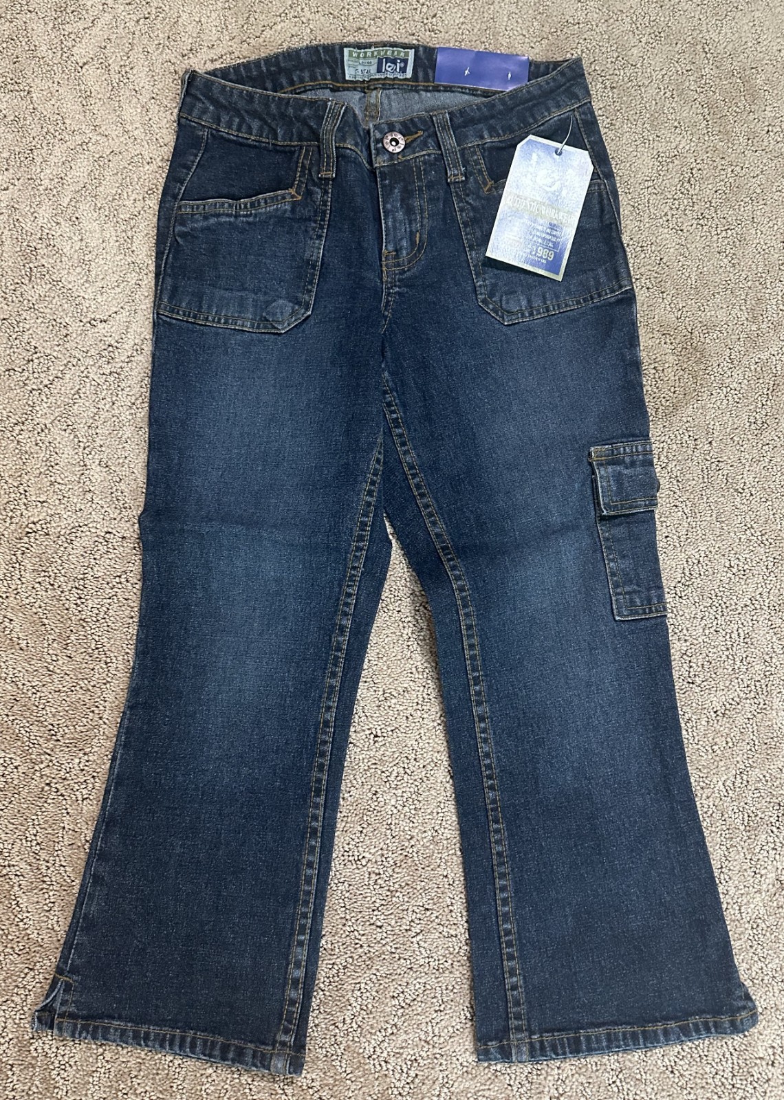 New NWT Vintage 90&rsquo;s Y2K 2000&rsquo;s L.E.I. LEI Cropped Cargo Capri Jeans Pants SZ 3
