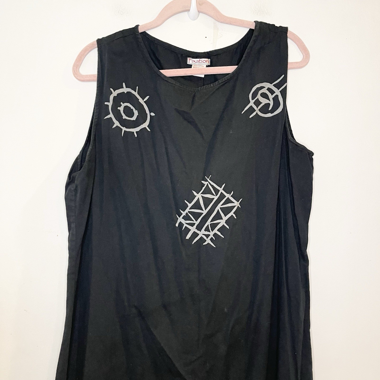 Vintage 90s Y2K Fixation Artsy Lagenlook 2 Piece Maxi Cardigan Duster Tribal 1X