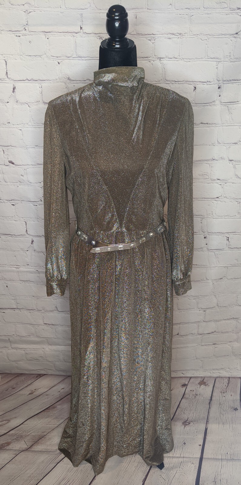Vtg Custom Saks Fifth Ave 60/70&rsquo;s Iconic Gold Bronze Metallic Lame Long Dress S