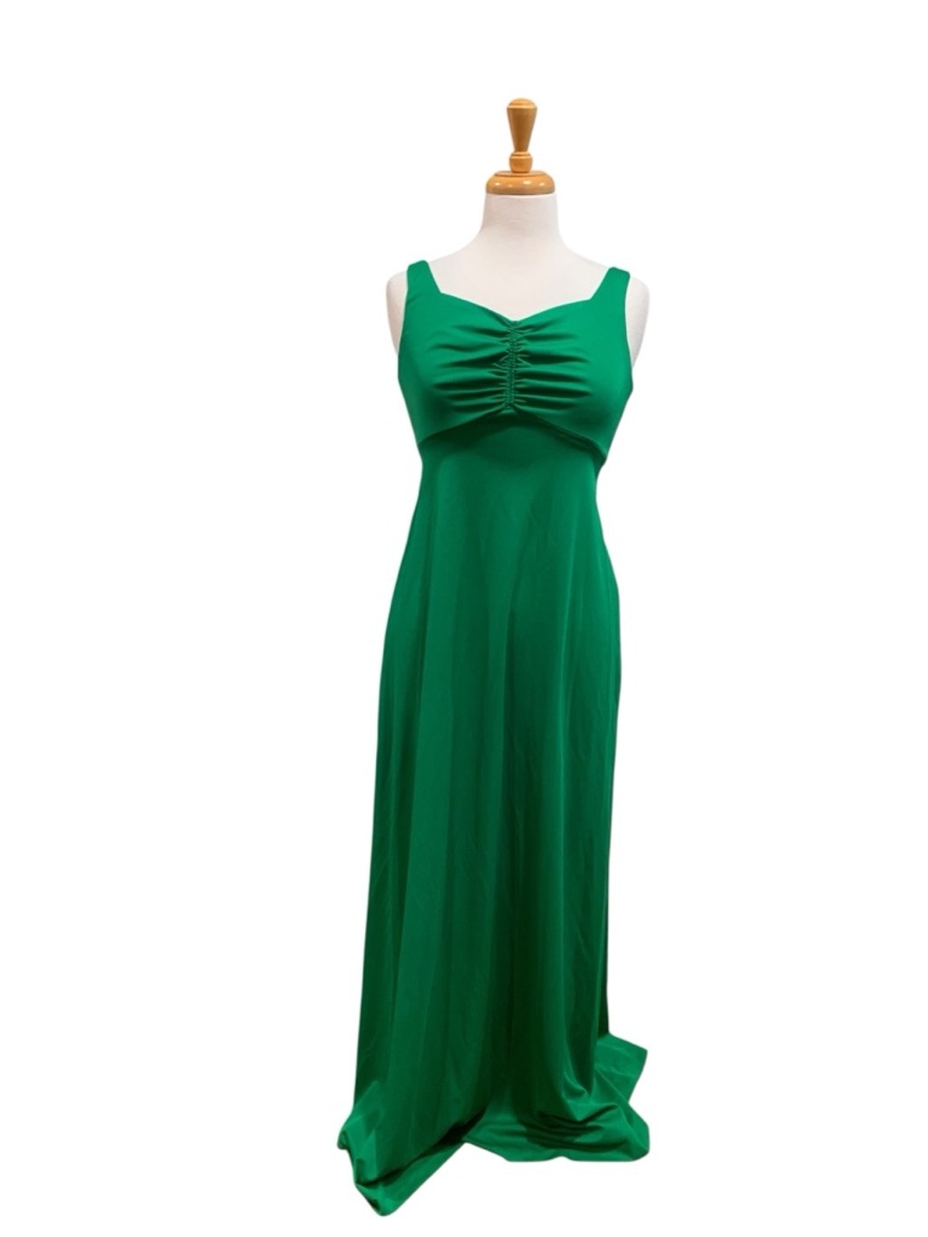 Vntg 60’s Unbranded Green & Blue Maxi floral/nature Cape Dress, Juniors 11