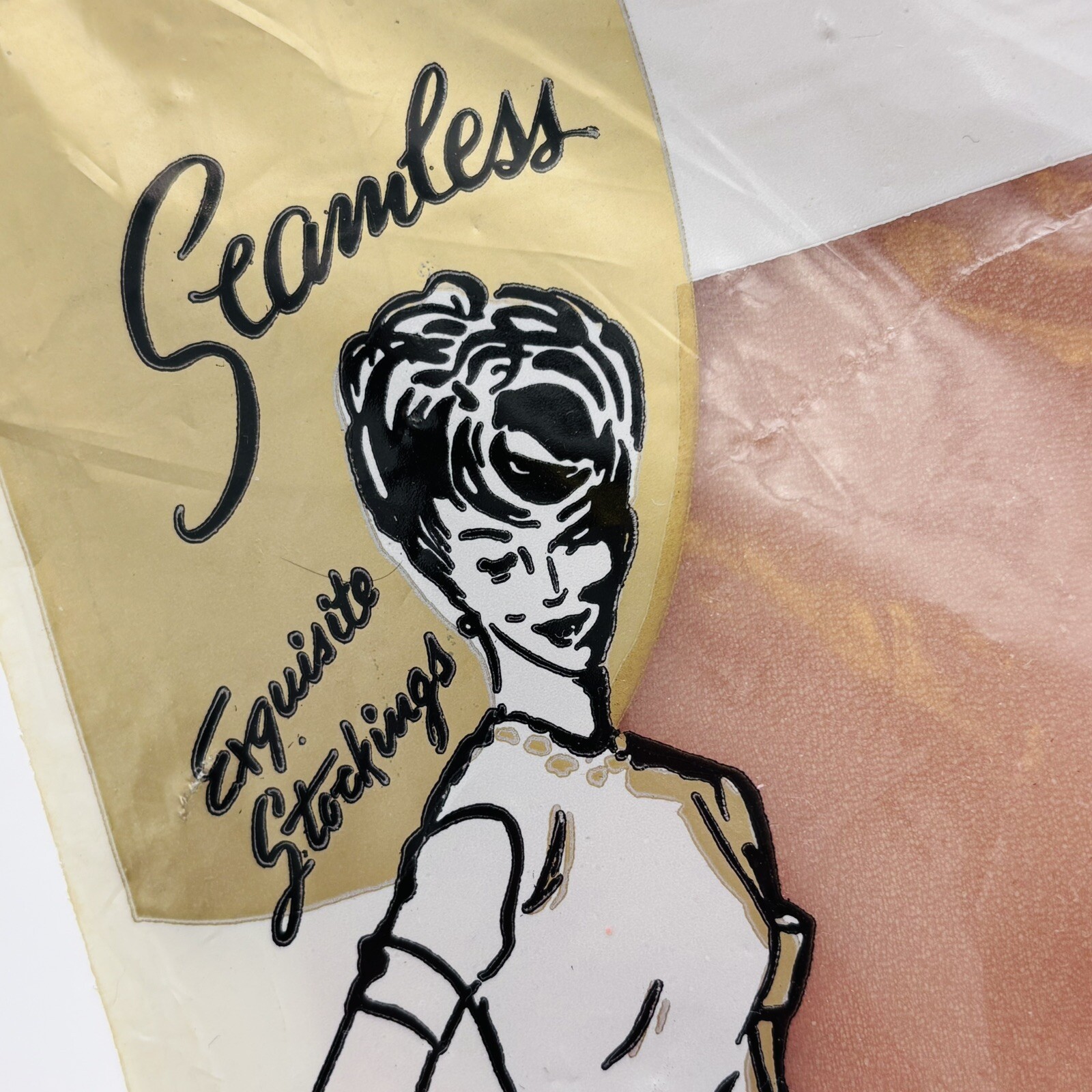 Seamless Stockings 50’s Size 8.5 Two Pairs Beige & Cinnamon Original Packaging