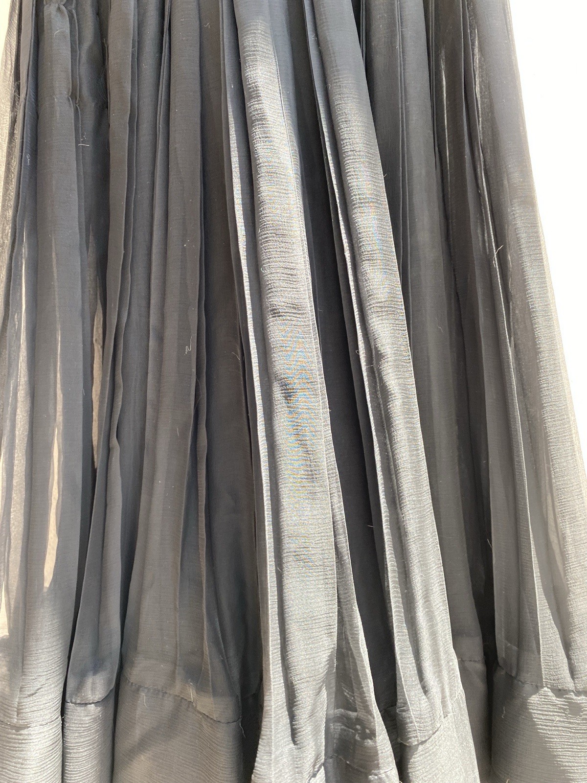 Vintage 50s M Silk Chiffon Sheer Pleated Evening Dress Sexy Full Circle