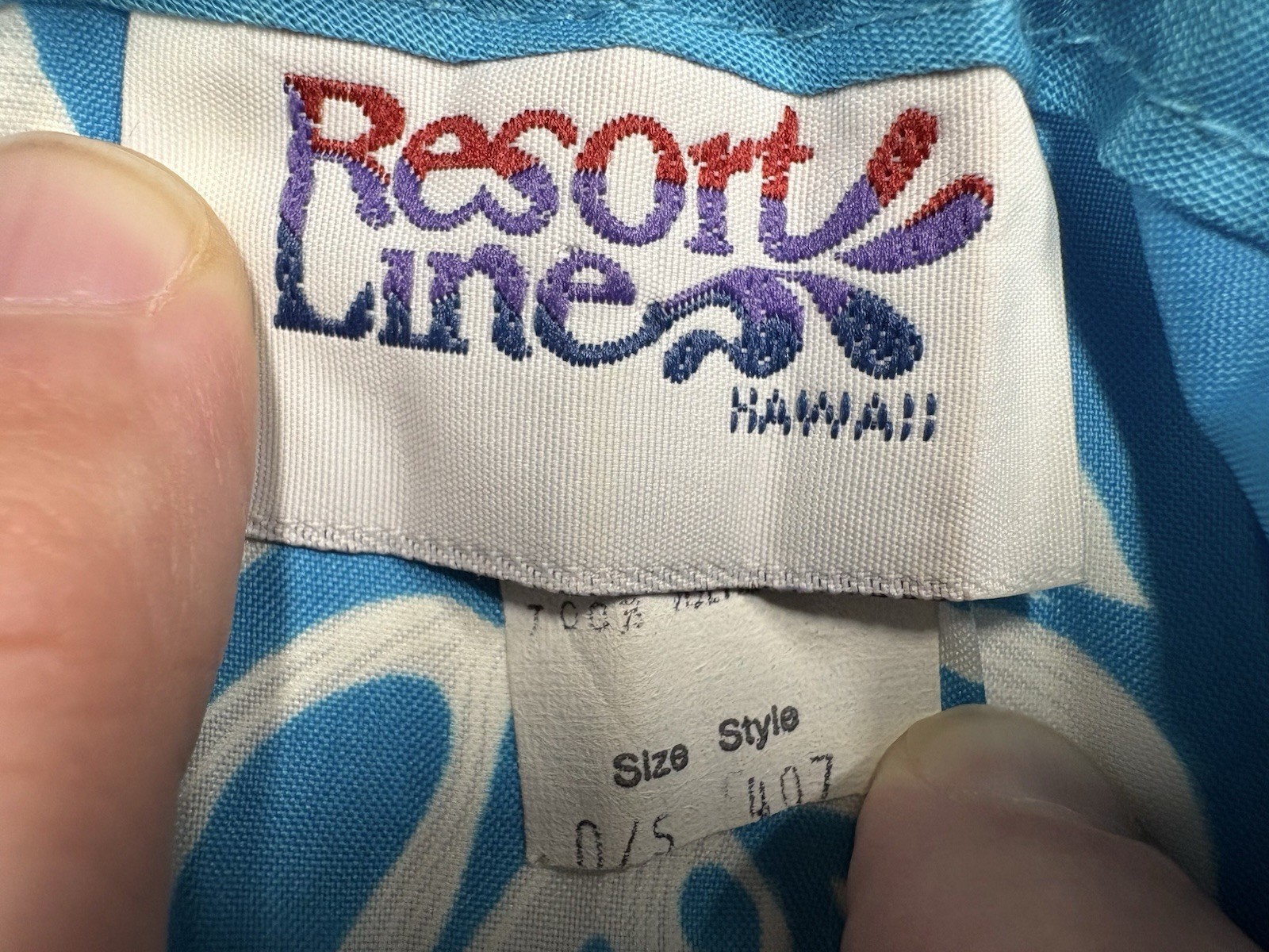 Resort Line Vintage 70’s Hawaiian Caftan Pleated Blue Dress One Size