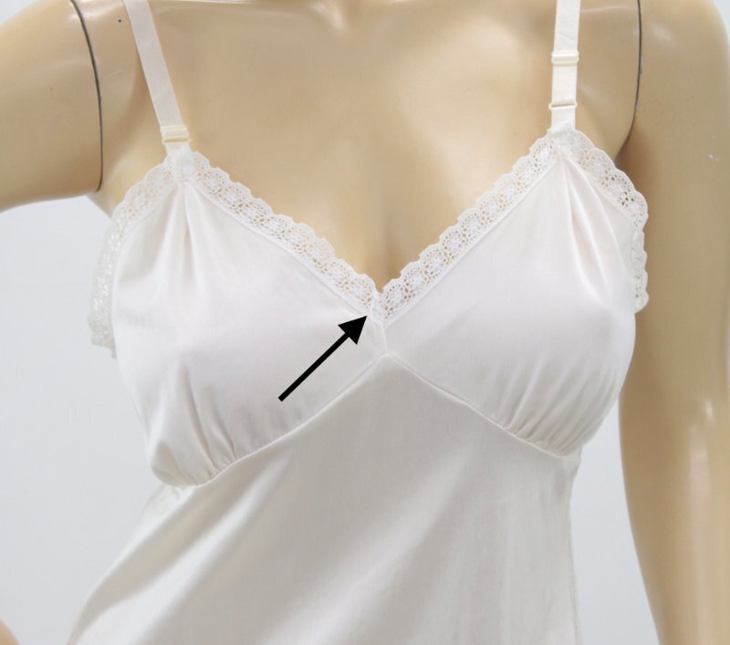 Vintage Full Slip sz 38 White Nylon Lace Trim Down Side Satin Straps USA