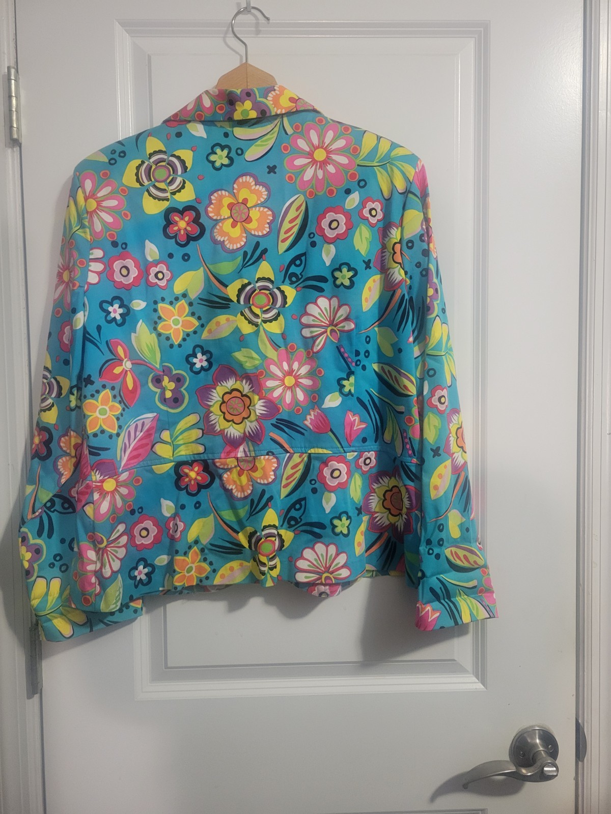 Vtg Bamboo Traders Blazer Vibrant Floral Print Women&rsquo;s XL EUC