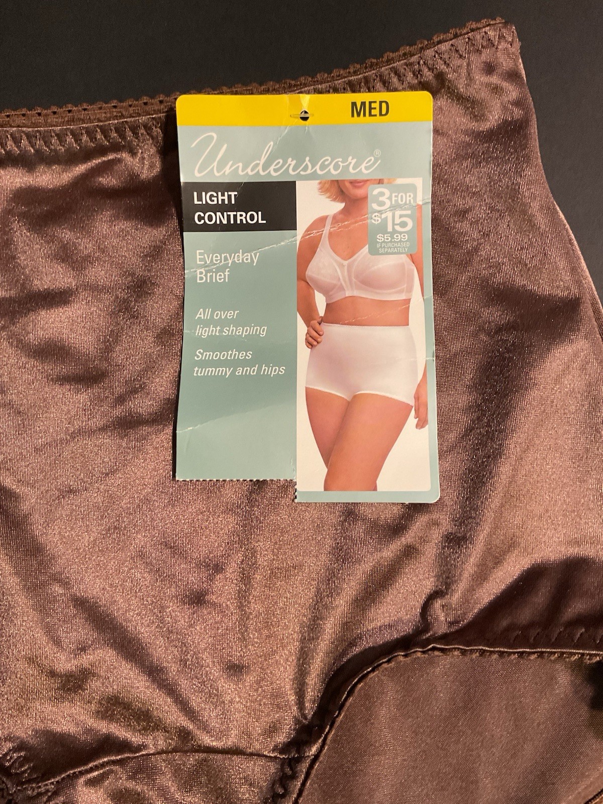 J C Penney Underscore Nylon Light Control Full Brief Panties 6 Medium NWT M/C