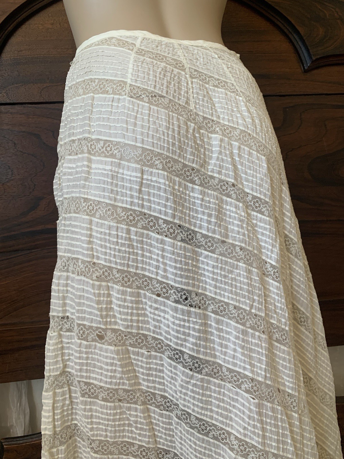 As Is Absolutely Stunning Antique Edwardian Asymmetrical Lace Prairie Skirt