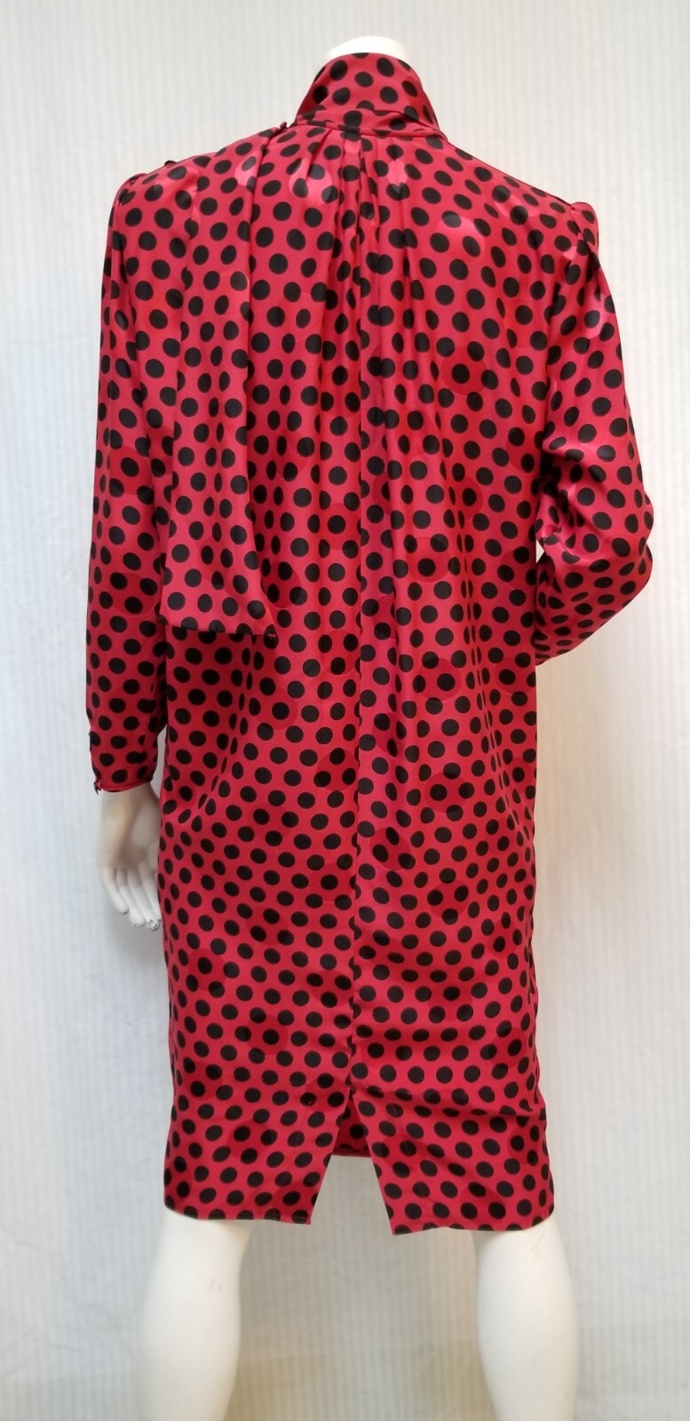 Vintage 1980&rsquo;s Emanuel Ungaro Red Black Polka Dot Silk Dress – Size S/M