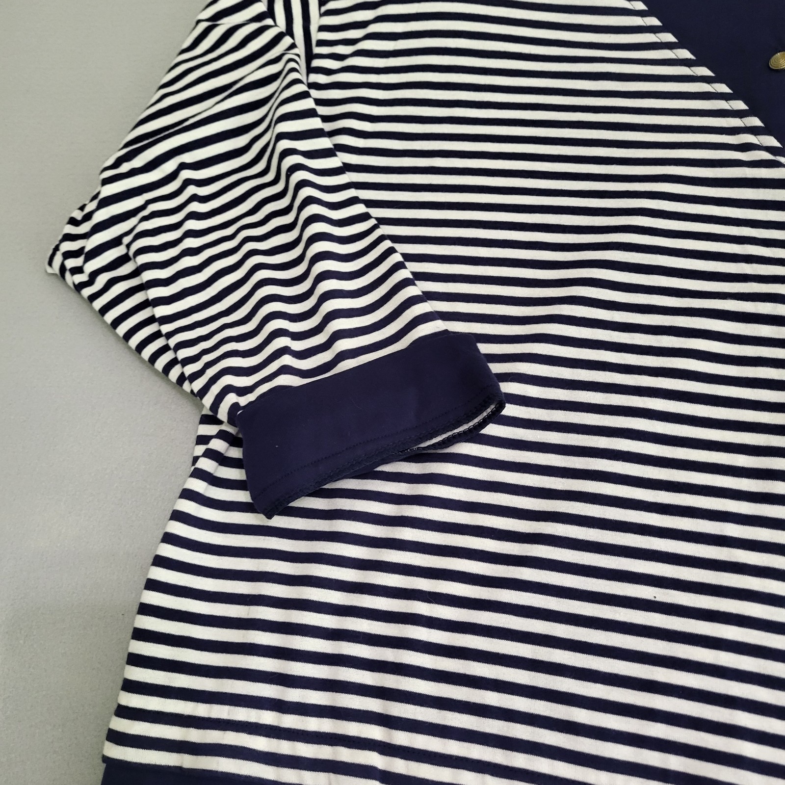 VTG Long Sleeve Striped Nautical Shirt Embroidered Anchor Women&rsquo;s 44/24W NOS