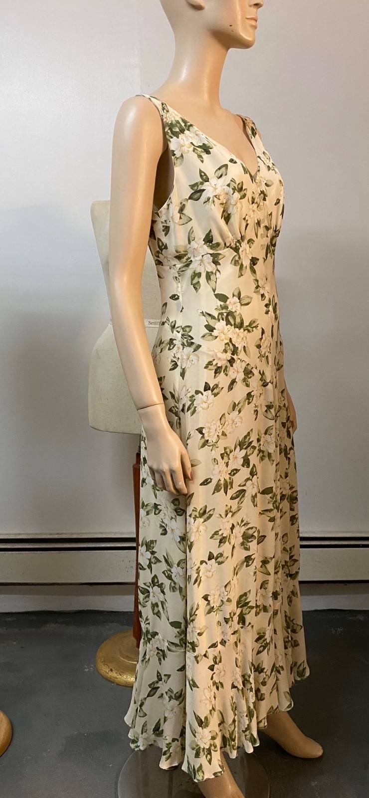 Vintage J Peterman 1930s Style Lady Day Silk Georgette Dress Size 10 Bust 38