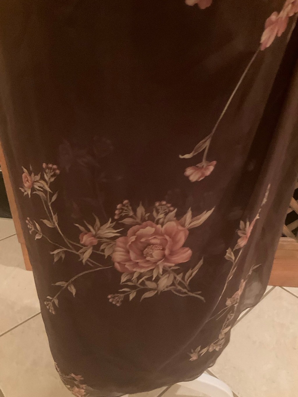 Vintage Emanuel Ungaro Silk Brown Floral Wrap Midi Skirt Small
