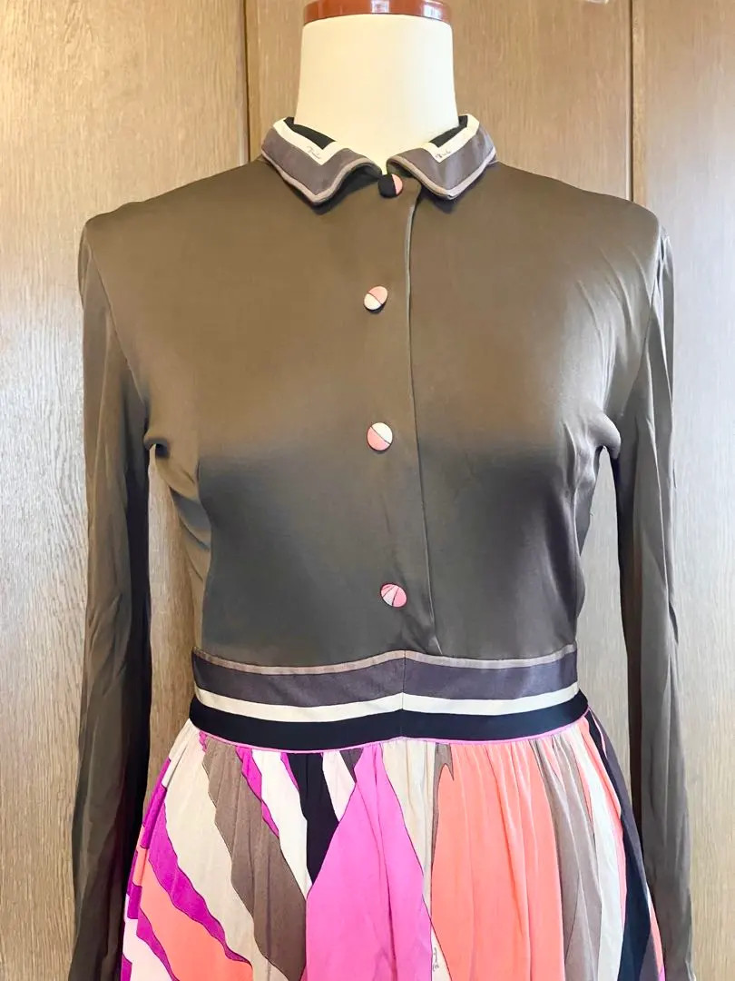 EMILIO PUCCI Silk Jersey Dress Iconic Print Size S 1960s VINTAGE Italy used