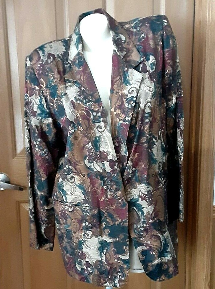 Studio C Vintage Floral Brocade Jacket Misses Size Large