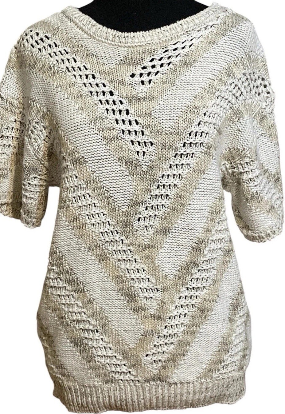 Sweater Shirt Knit Women’s S/M Beige Thick Hems Across America Knit Mavens