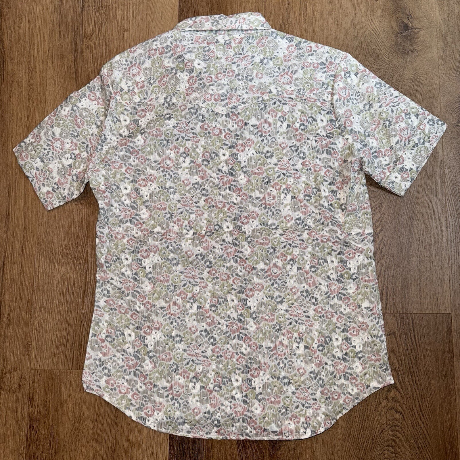 Vtg Pearl Snap Shirt Ely Plains Western Rockabilly AOP Floral 70s Size 13 14