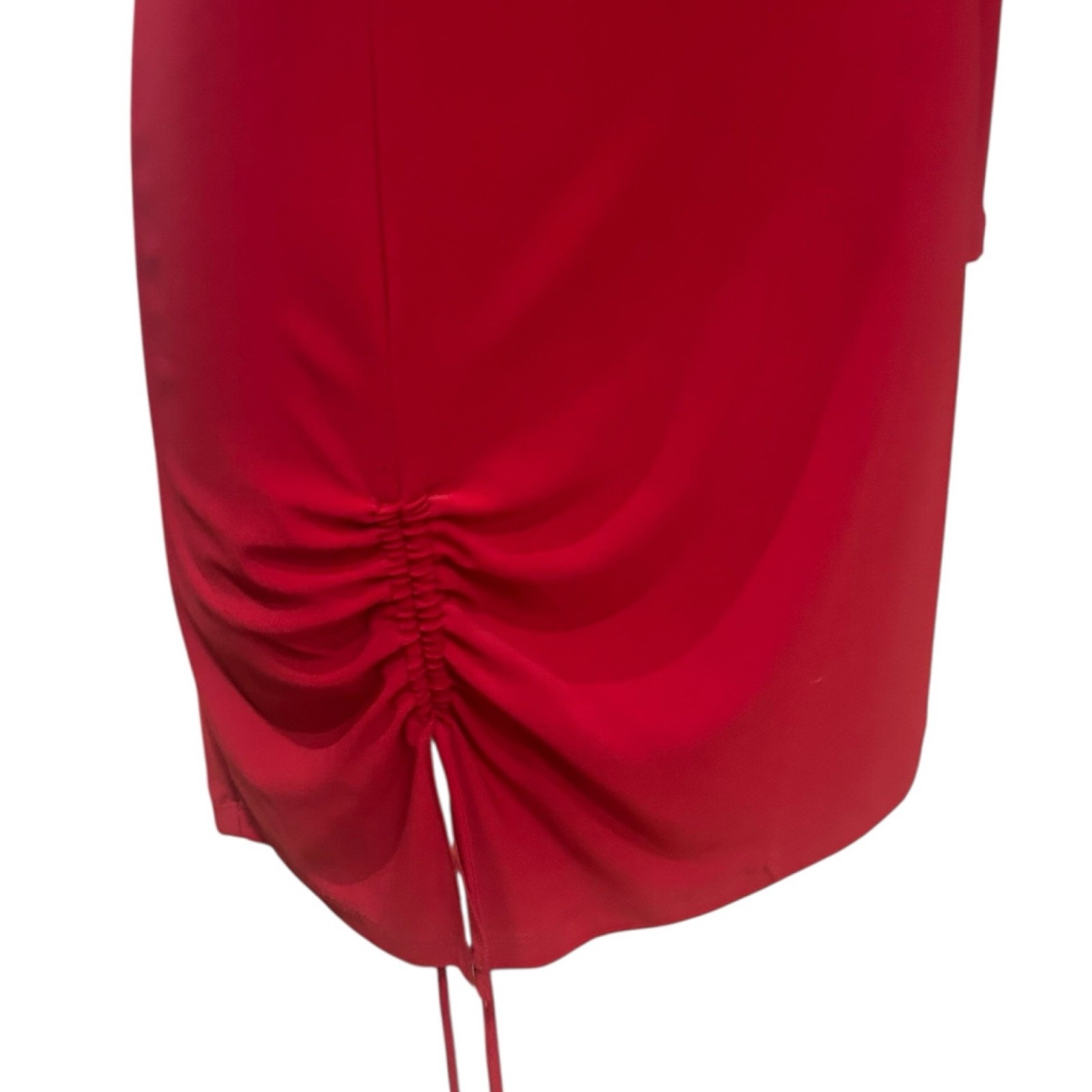 Vintage Red One Shoulder Mini Bodycon Stretch Dress Asymmetrical / Medium ^