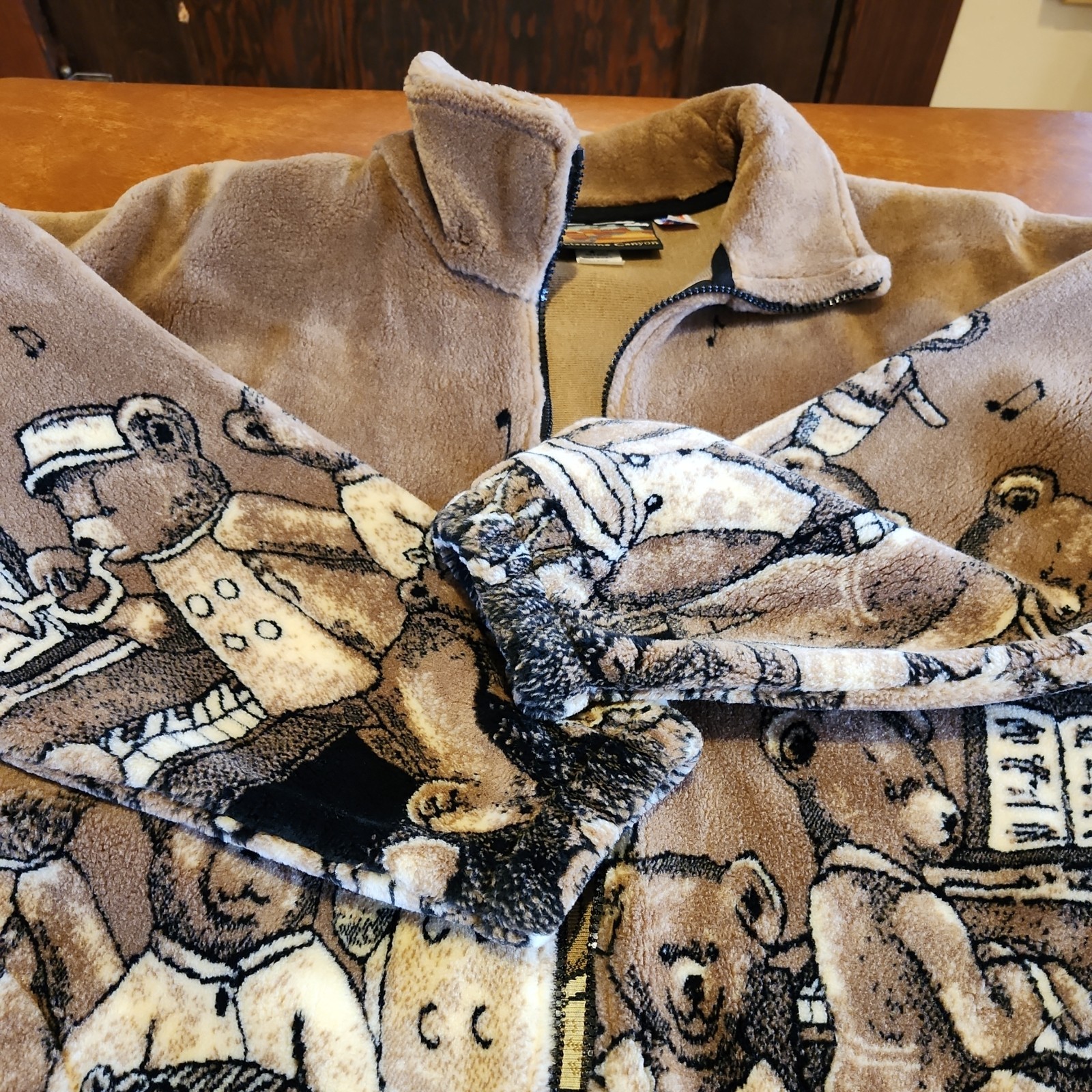 VTG Teddy Bears Cobblestone Canyon Fleece L Women&rsquo;s Full Zip Jacket Made In USA