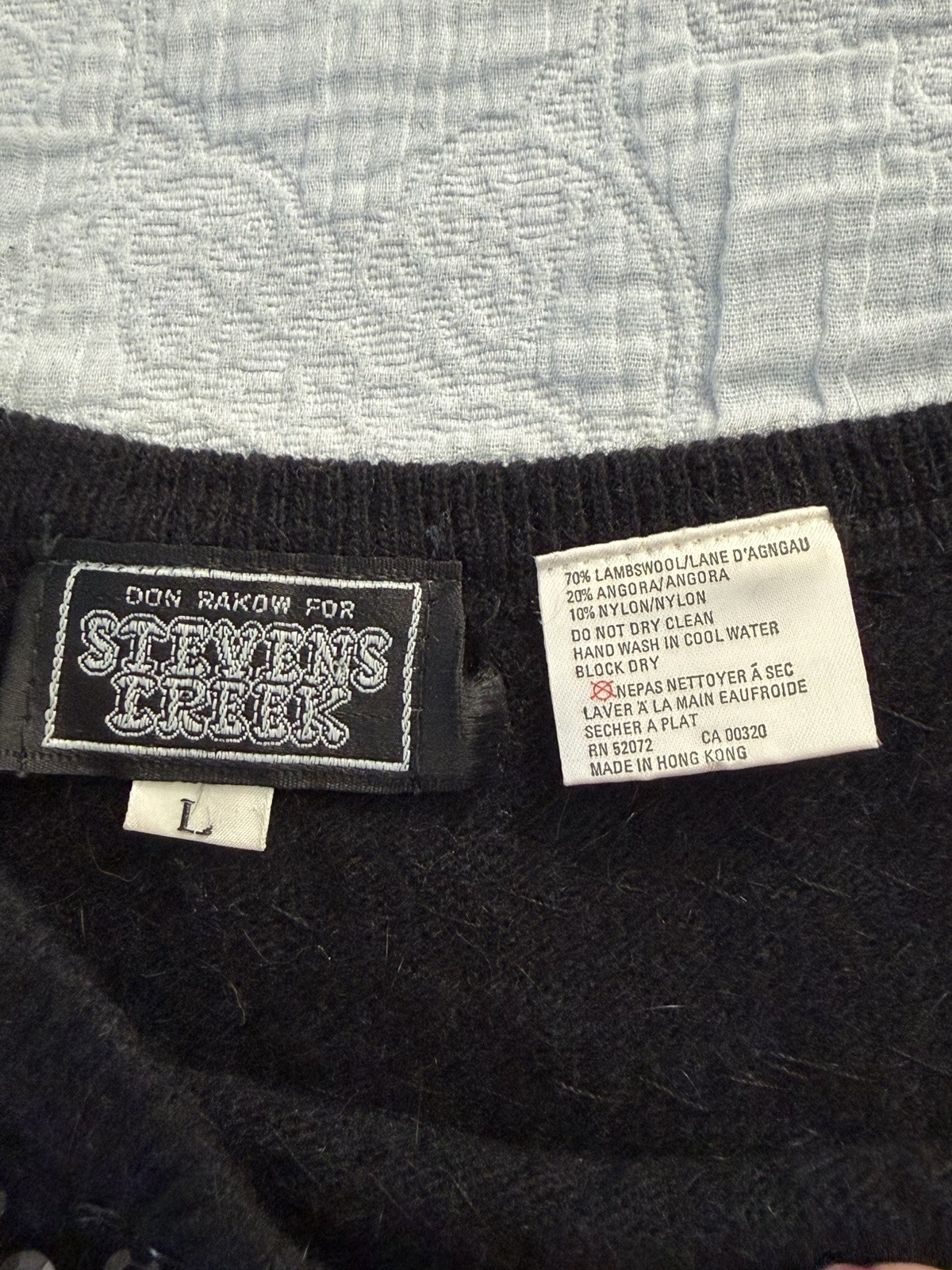 Don Rakow Stevens Creek Angora Wool Sequin Sweater Tank Top Vintage 90s Sz L