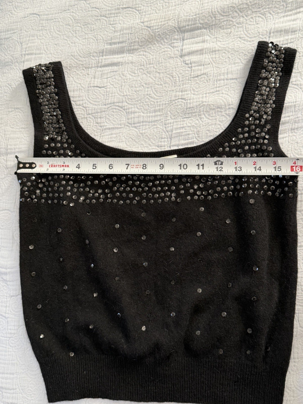 Don Rakow Stevens Creek Angora Wool Sequin Sweater Tank Top Vintage 90s Sz L