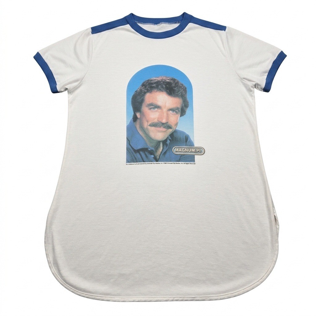 Large 1982 Vtg 1982 MAGNUM PI Tom Selleck Ringer T-Shirt Demi&rsquo;s Young Juniors