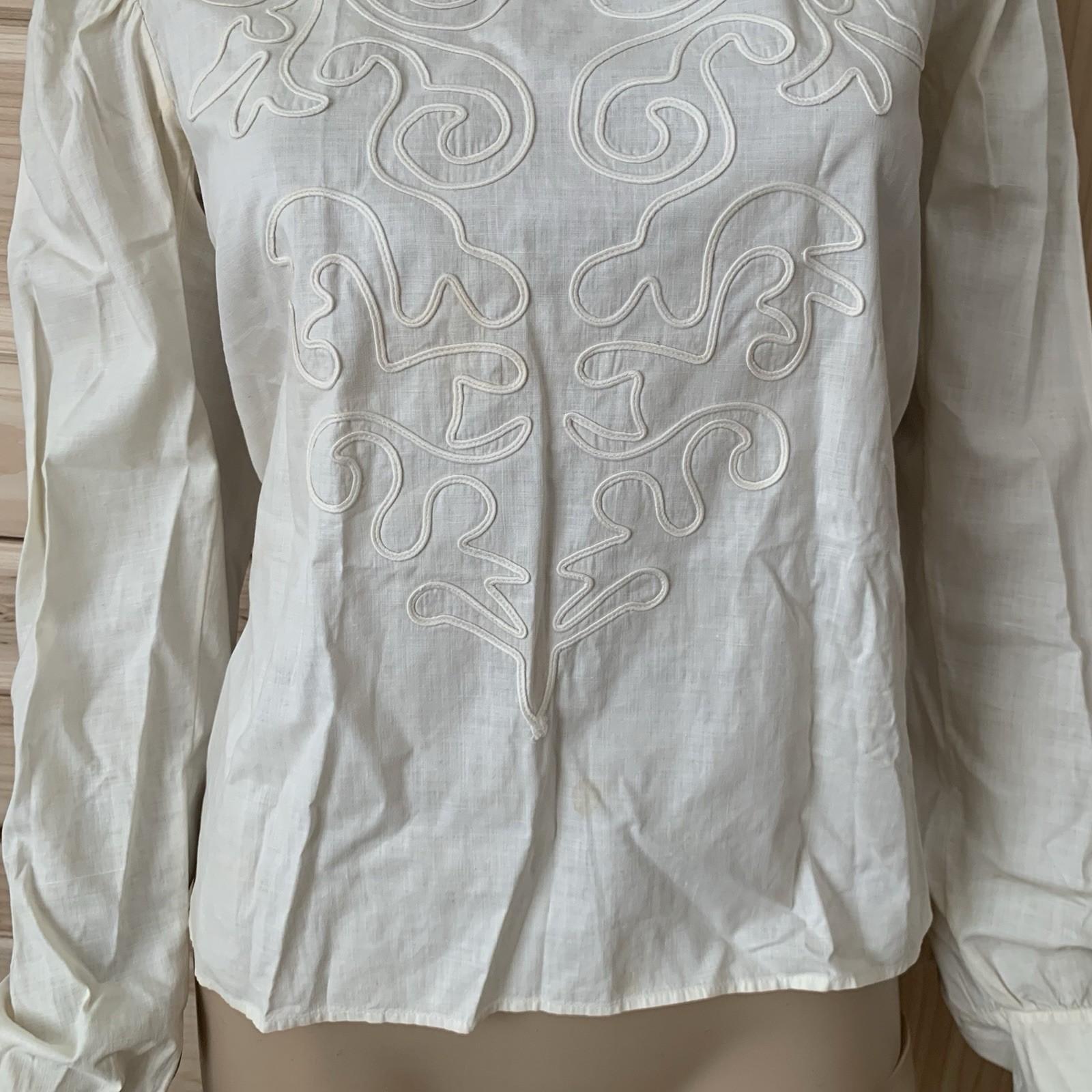 Unusual Find! Early 1900s Cotton Spring Summer Blouse With Piping Detail