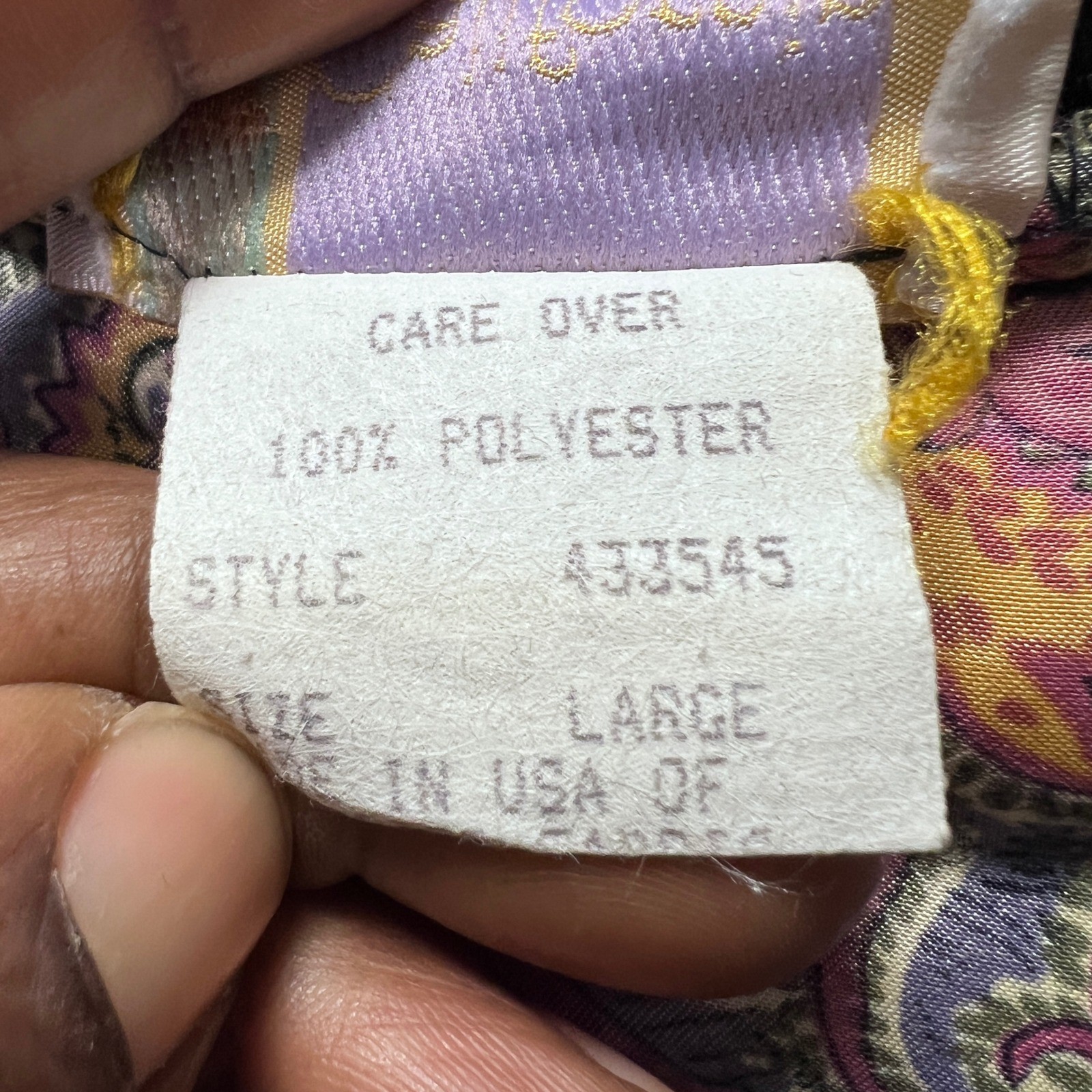 Vintage Dynasty Robe Kimono Paisley Floral Satin Duster Large Multi-Color 433545
