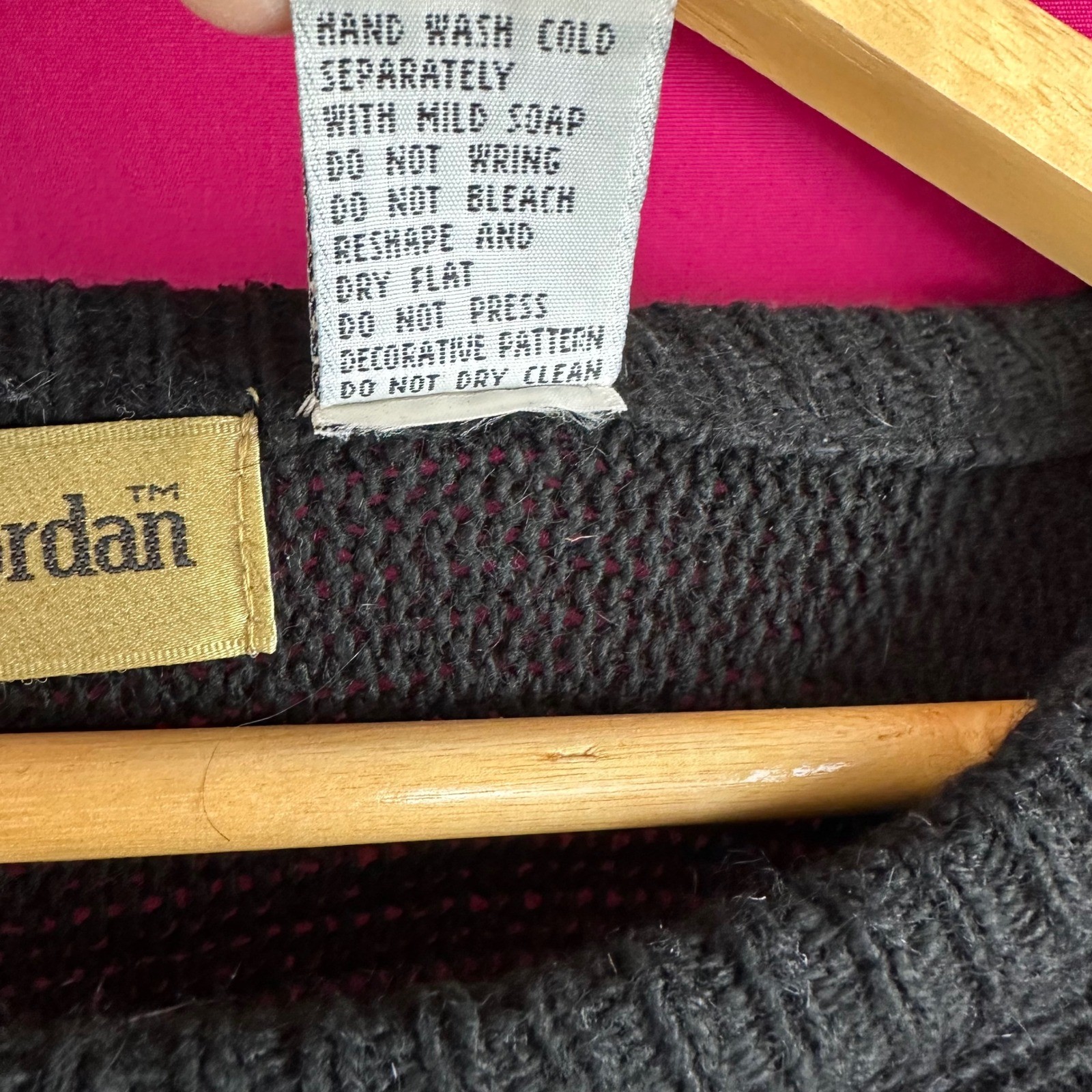 Vintage 80s Beaded Rhinestone Sweater Black Gold Angora Silk Wool NYE Plus 26/28