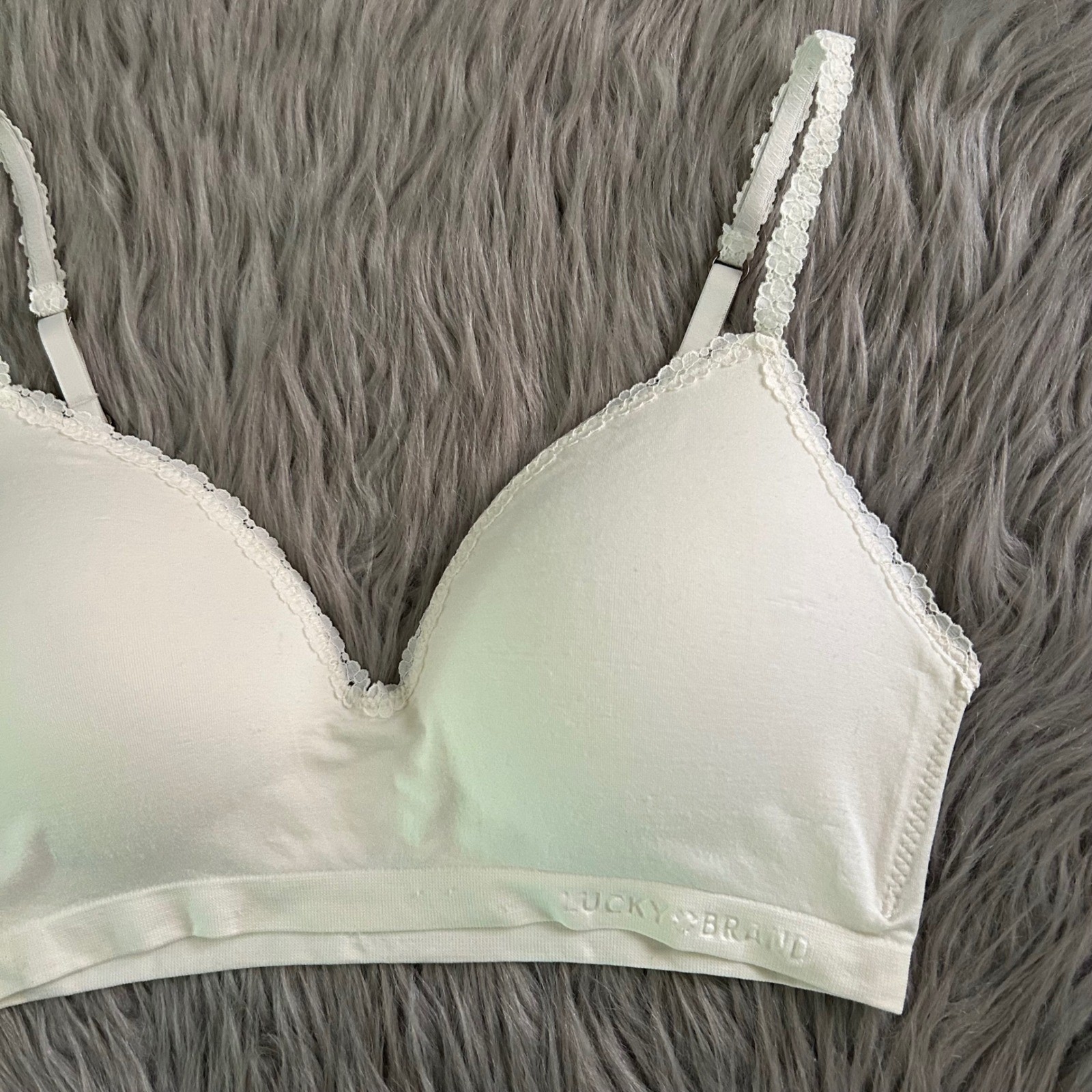 Lucky Brand Wireless Lightly Lined Bra Womens Size Large White Wirefree Bralete