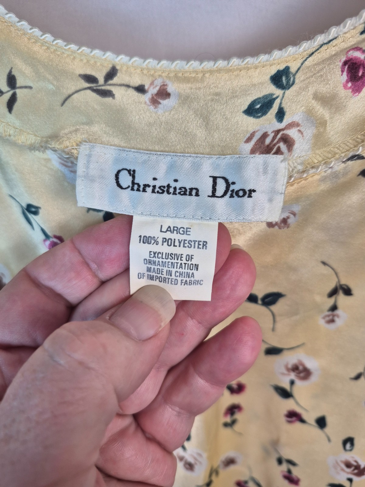 VTG Christian Dior slip dress or nightgown floral romantic size L luxury