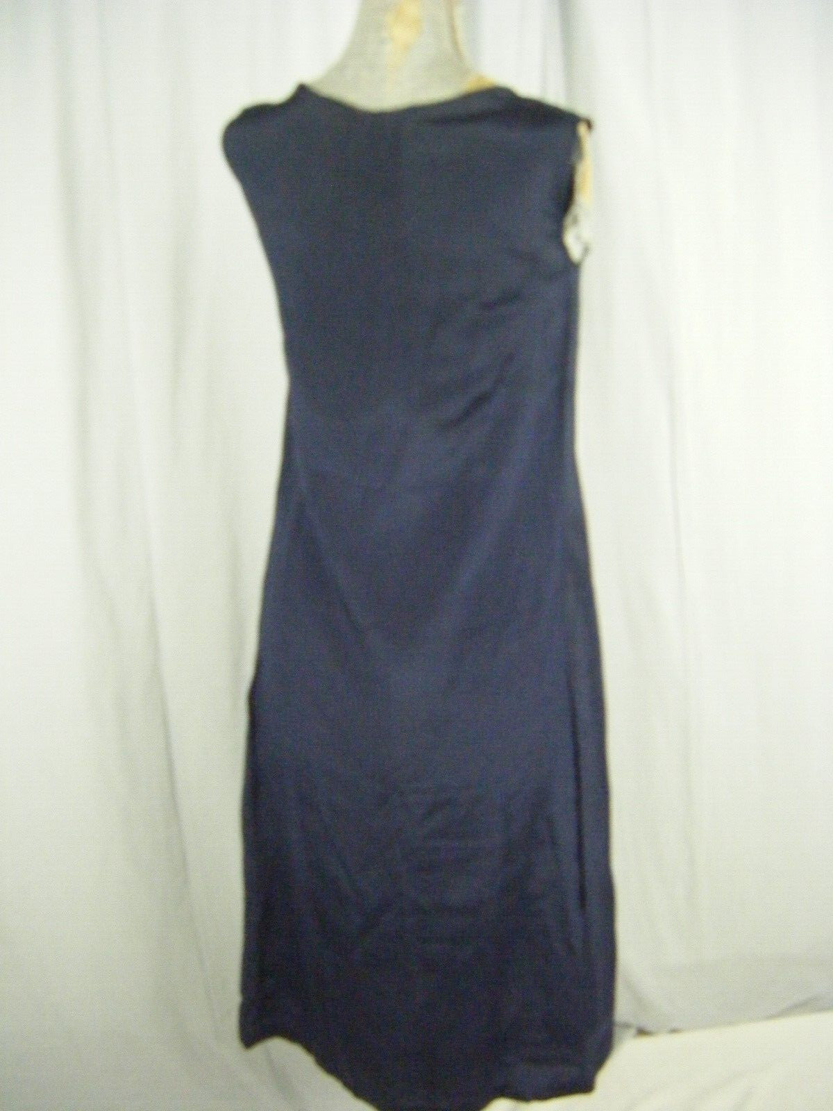 Antique 1927 Navy Blue Chiffon Silk Flapper Dress & note 3 pcs-Bust 38/2XS-XS
