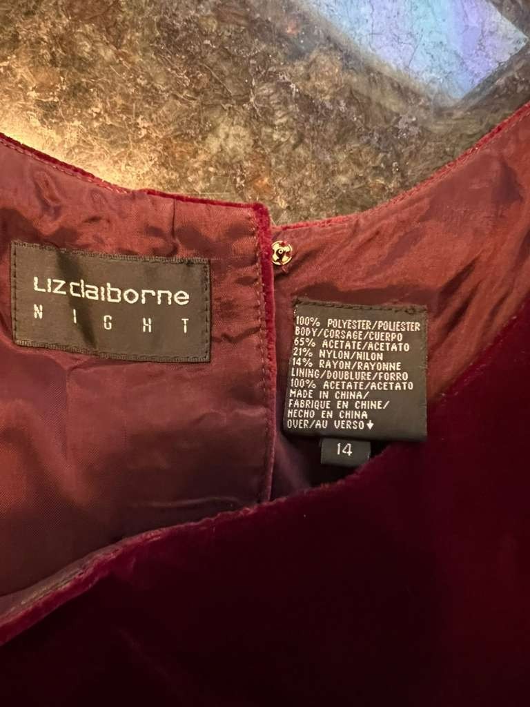 VTG Liz Claiborne Night Dress 14 NWT Red Velvet Gown Bridgerton Regencycore 90s