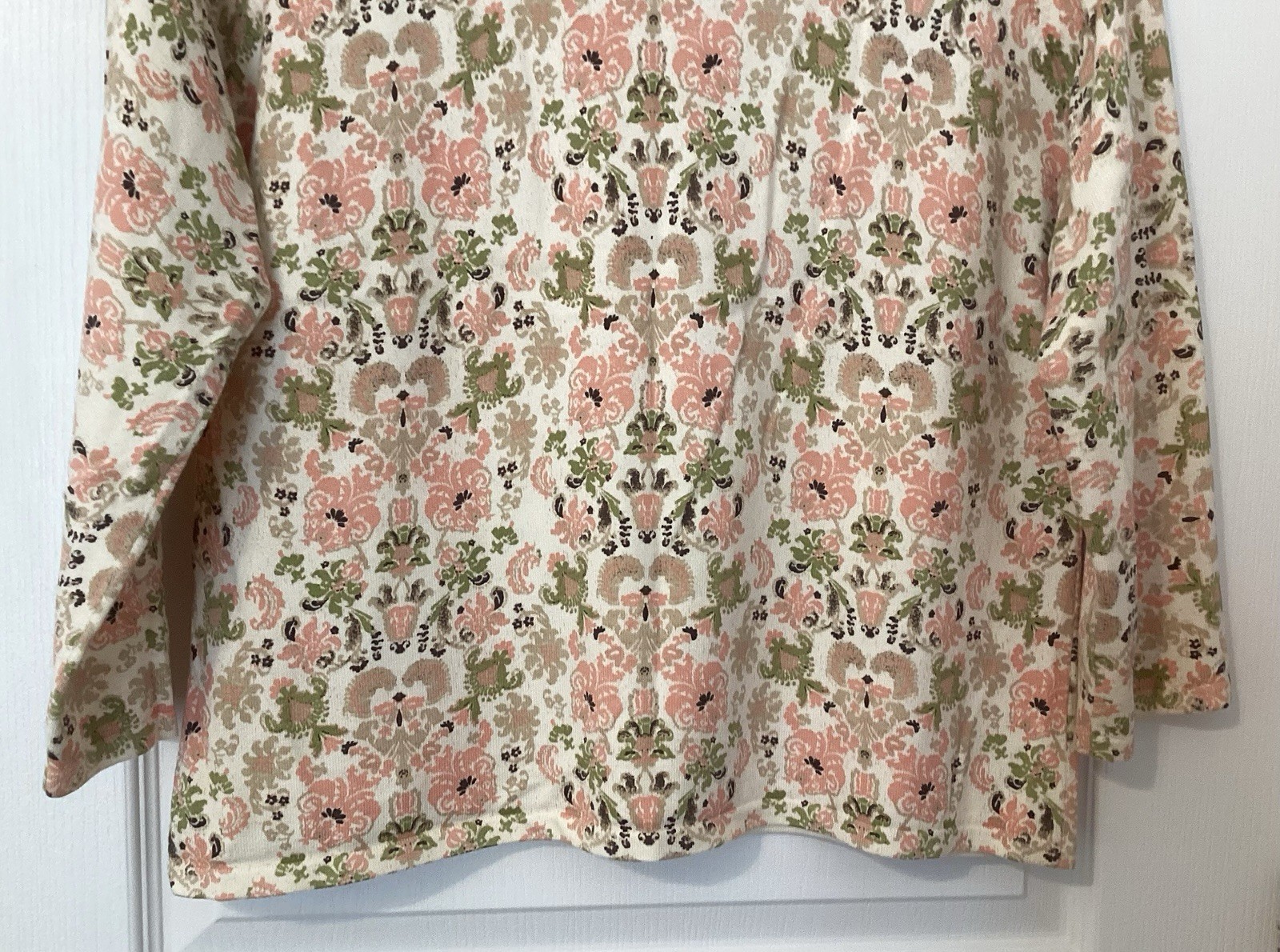 VTG Y2K Belongings Top XL Muted Floral Damask Knit 90’s Made In Hong Kong NWOT