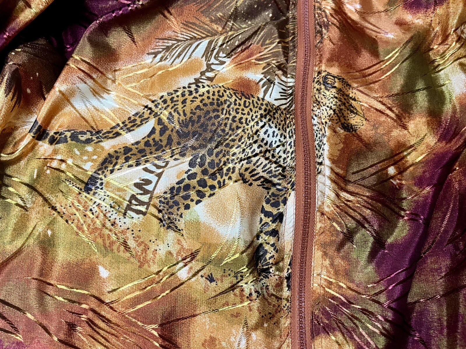 Vintage Kaktus Leopard Print Jungle Jumper 30” Mom Pants Full Zip Jacket Large