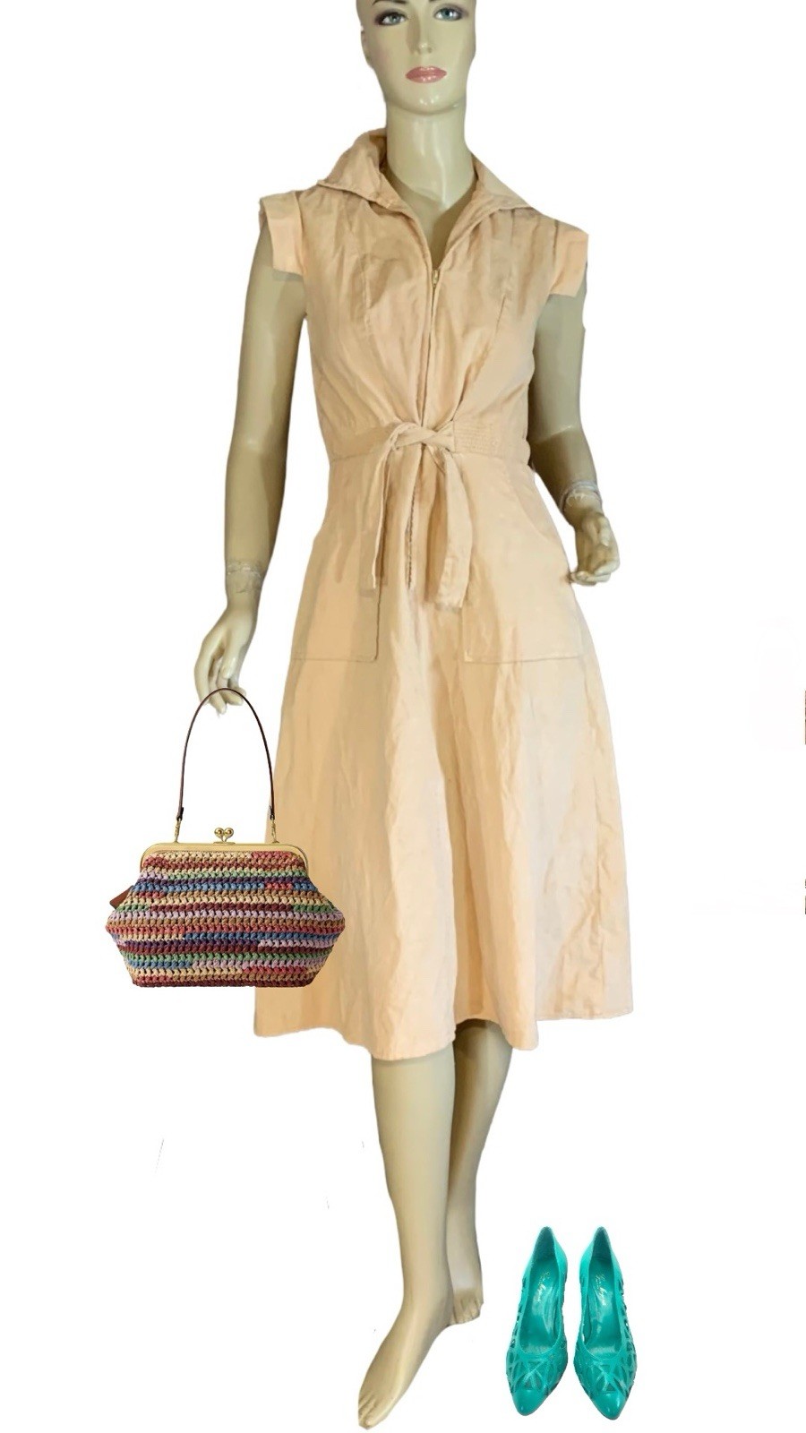 Women&rsquo;s Byer Too Tan Lightweight Corduroy Vintage 1970&rsquo;s Shirt Dress Sz 5/S