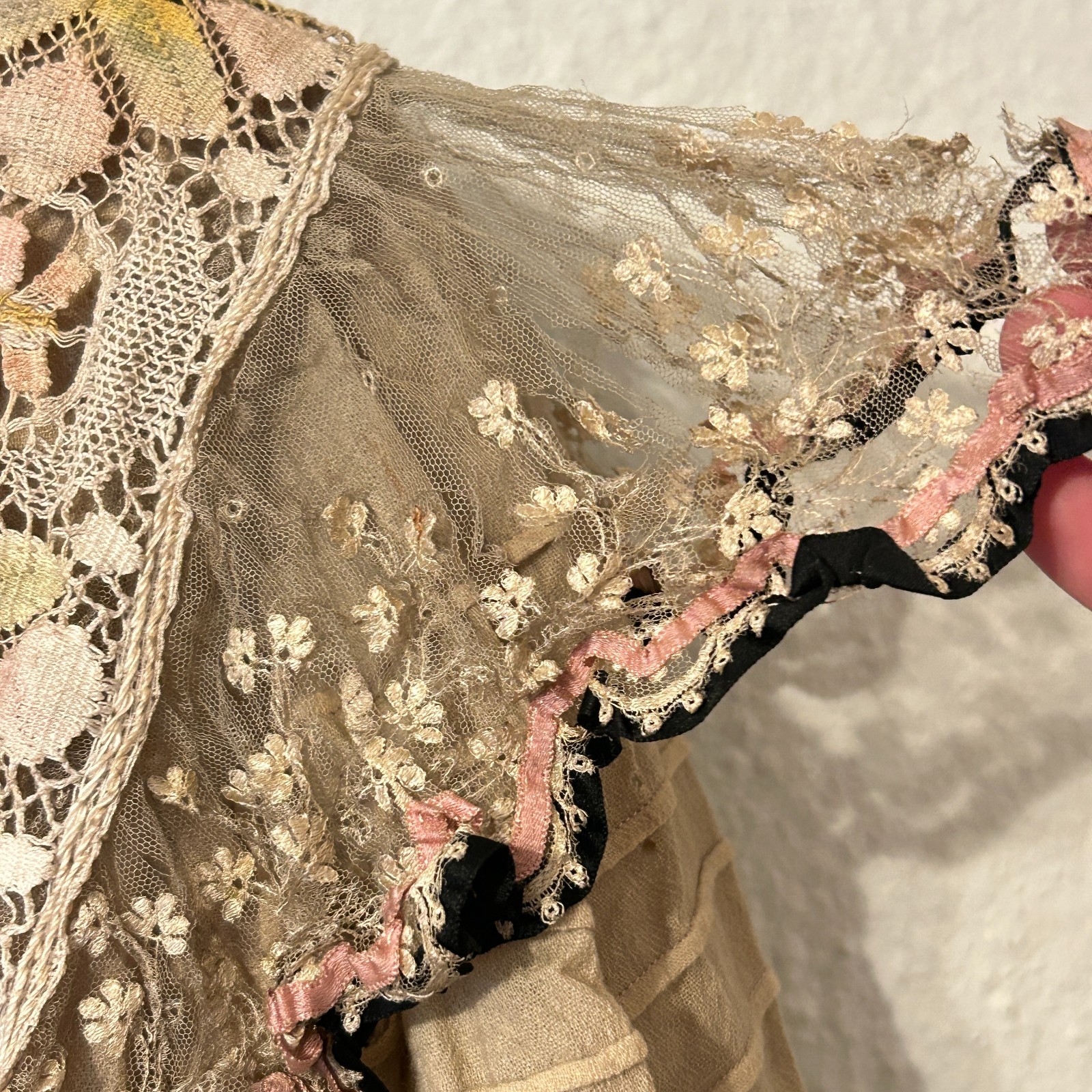 AS IS Study Antique 1890’s Victorian Gown Wool Lace Dress