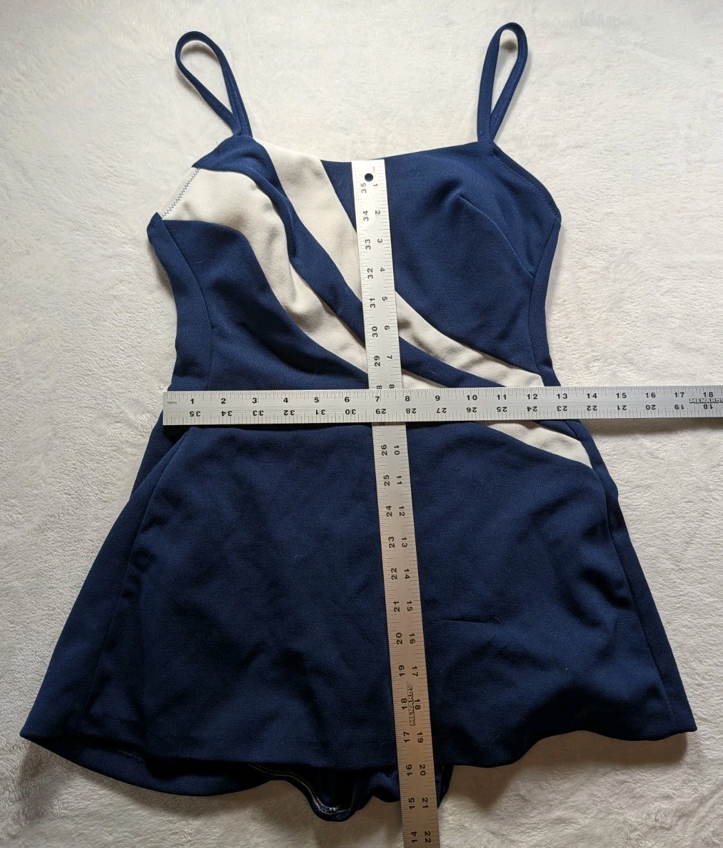 Vintage Robby Len Fashions Shape-Lee Blue Swim Dress Bathing Suit Pin Up 13/14