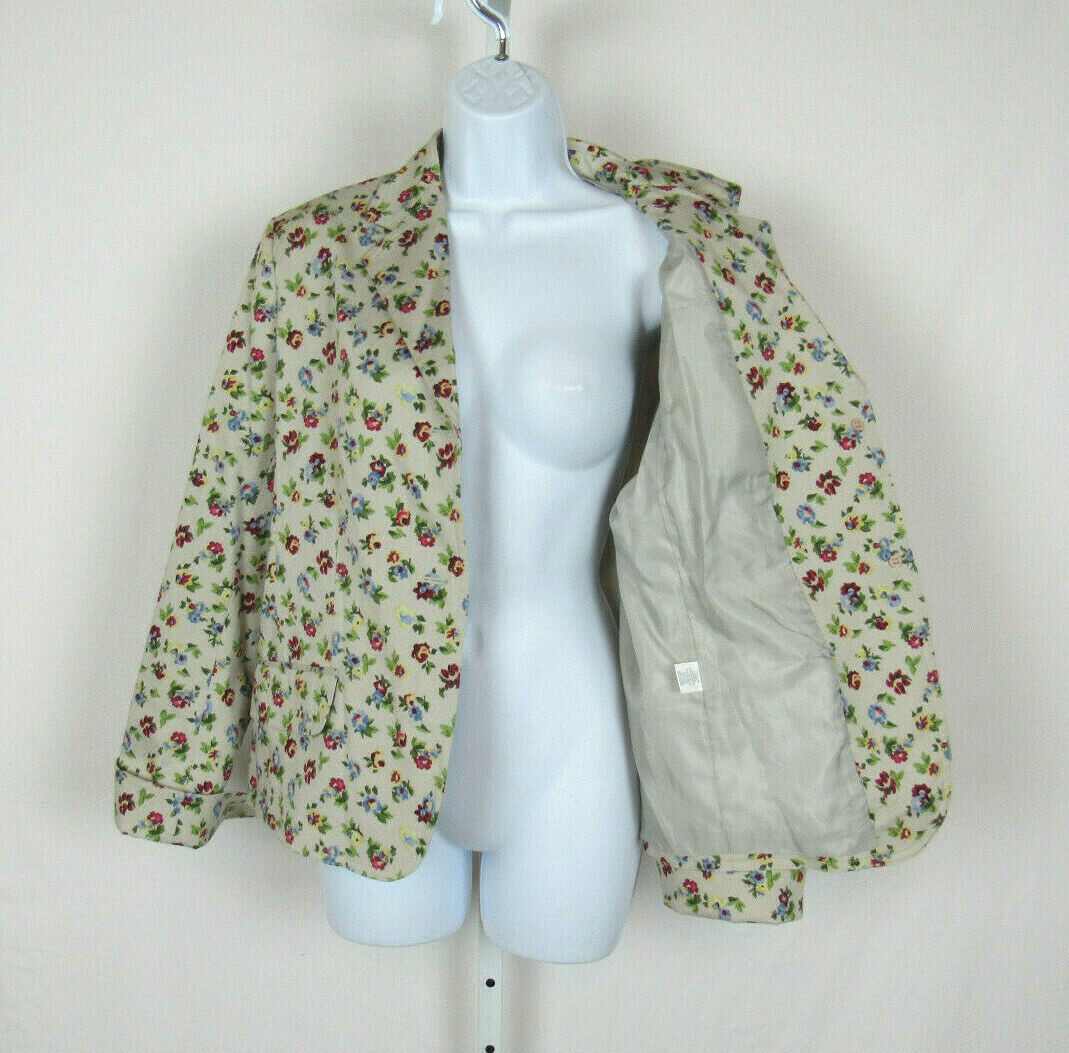 VTG 1990s 2000s ANNE KLEIN FLORAL JACKET COTTON SPANDEX SIZE 12 PADDED SHOULDERS