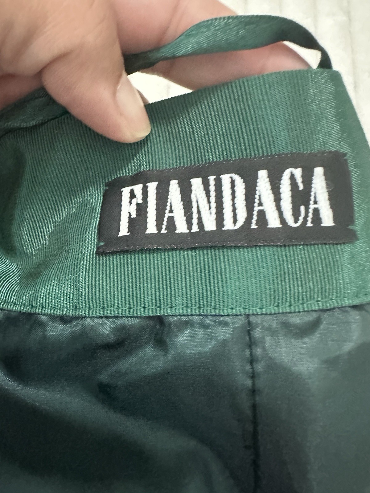 VTG Fiandaca Small 2 Piece Skirt Set Emerald Green 100% Wool Made In USA Rare