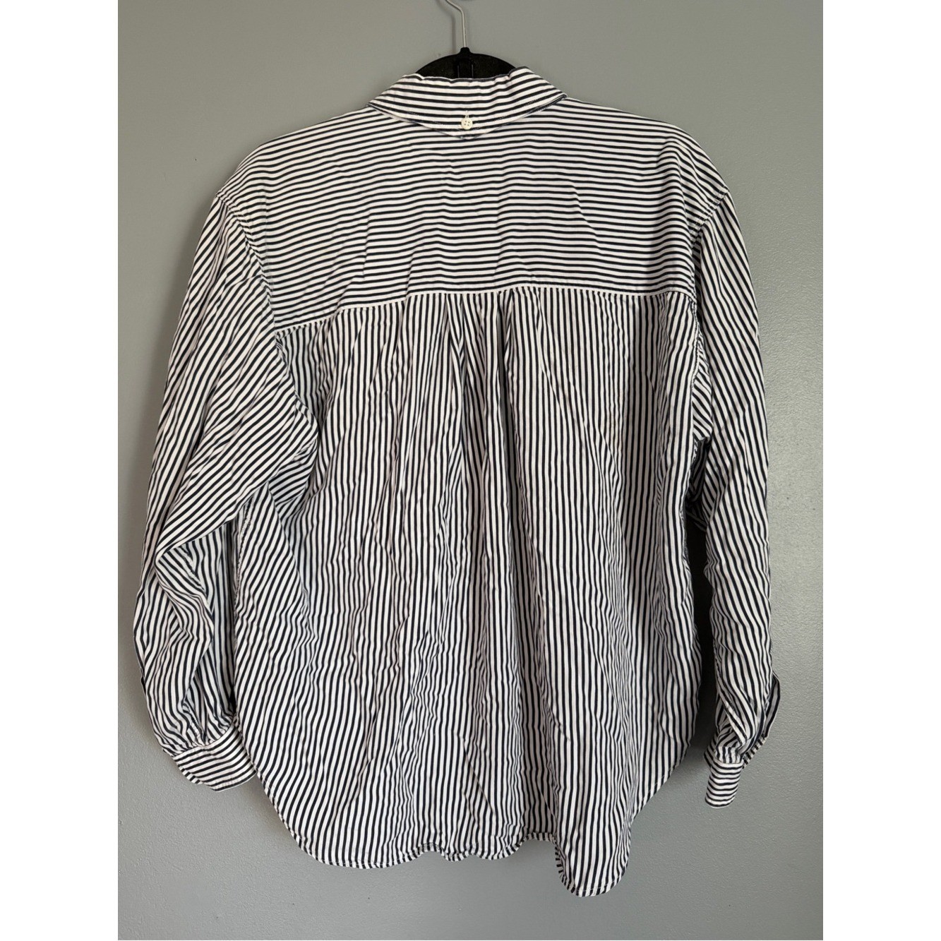 Vintage LizSport Striped Button Down Shirt Embroidered Crest Pocket Medium
