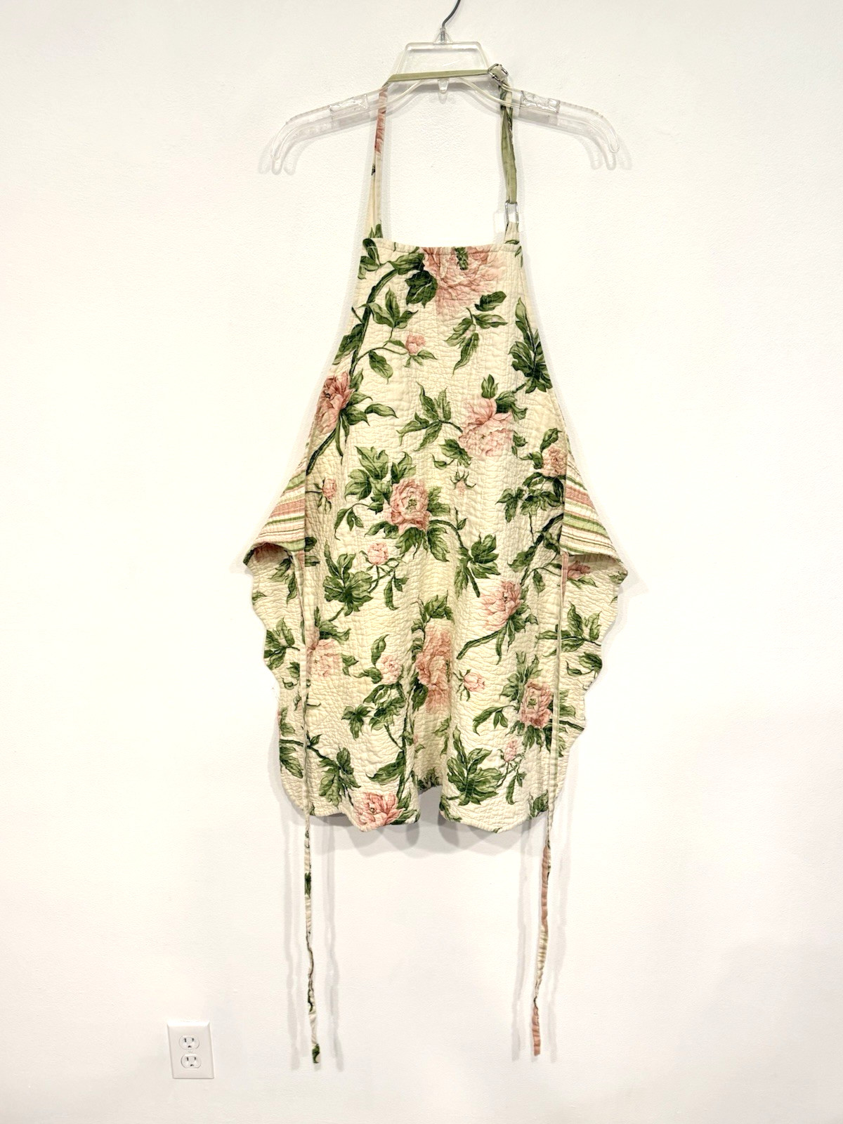 Vintage Unbranded Apron Double Sided Pinafore Smock Pinny Seersucker Texture