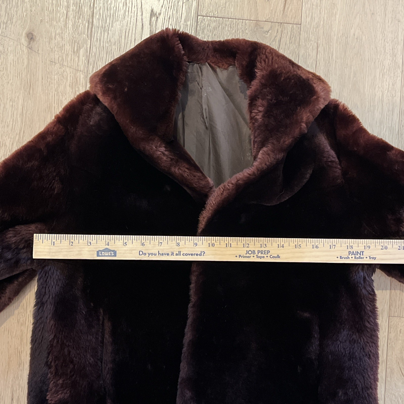 Vintage Brown Real Fur Jacket With Shawl Collar and Satin Lining. S/M