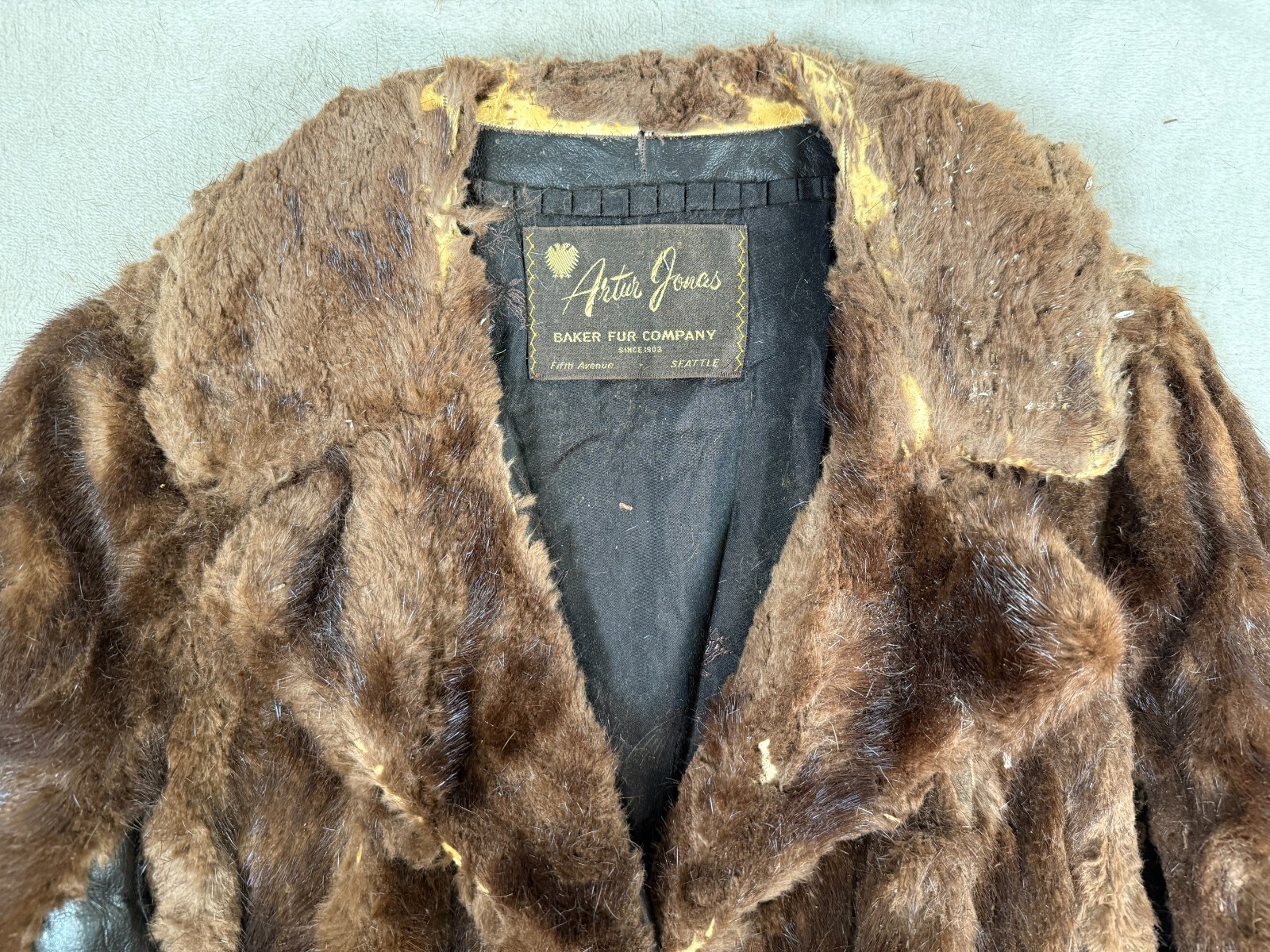 Vintage Arter Jonas BAKER FUR COM Genuine Mink Stole Dark Brown Fur Satin Lined
